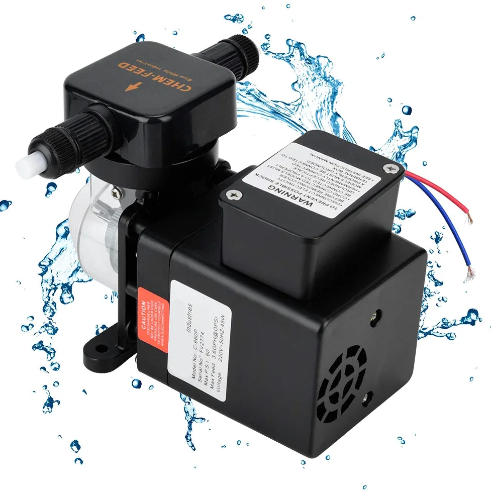 Bomba de Dosificación de Piscina Automática, Equipo de Desinfección Química para Piscina, Salida de 516GDP, Presión de 125 PSi, Regulación de Accidente Cerebrovascular Ajustable