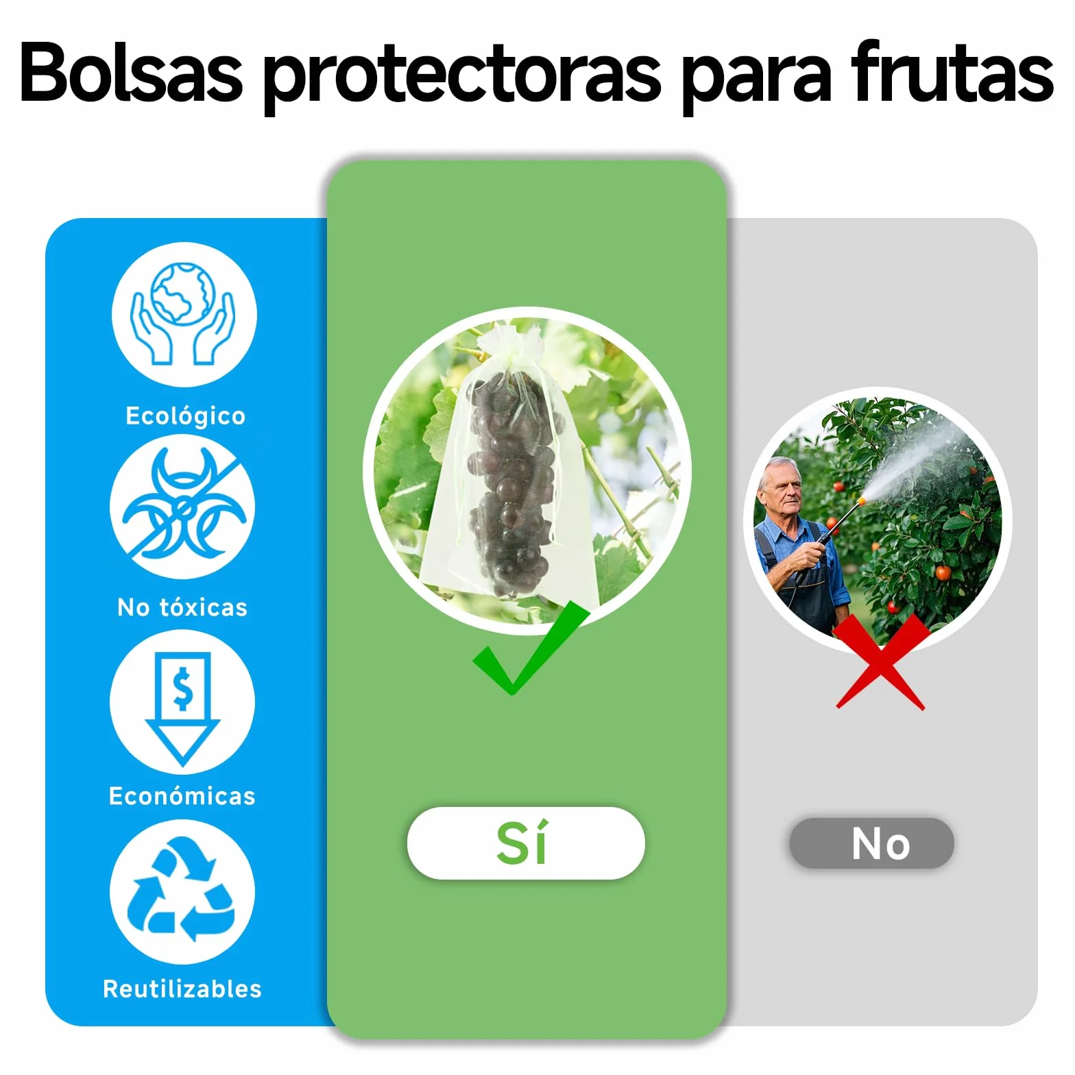 50 Bolsas Protectoras para Uvas con cordón de 15×20 cm, Bolsas de Fruta Reutilizables de Organza en Malla Verde, Red antipájaros para el huerto