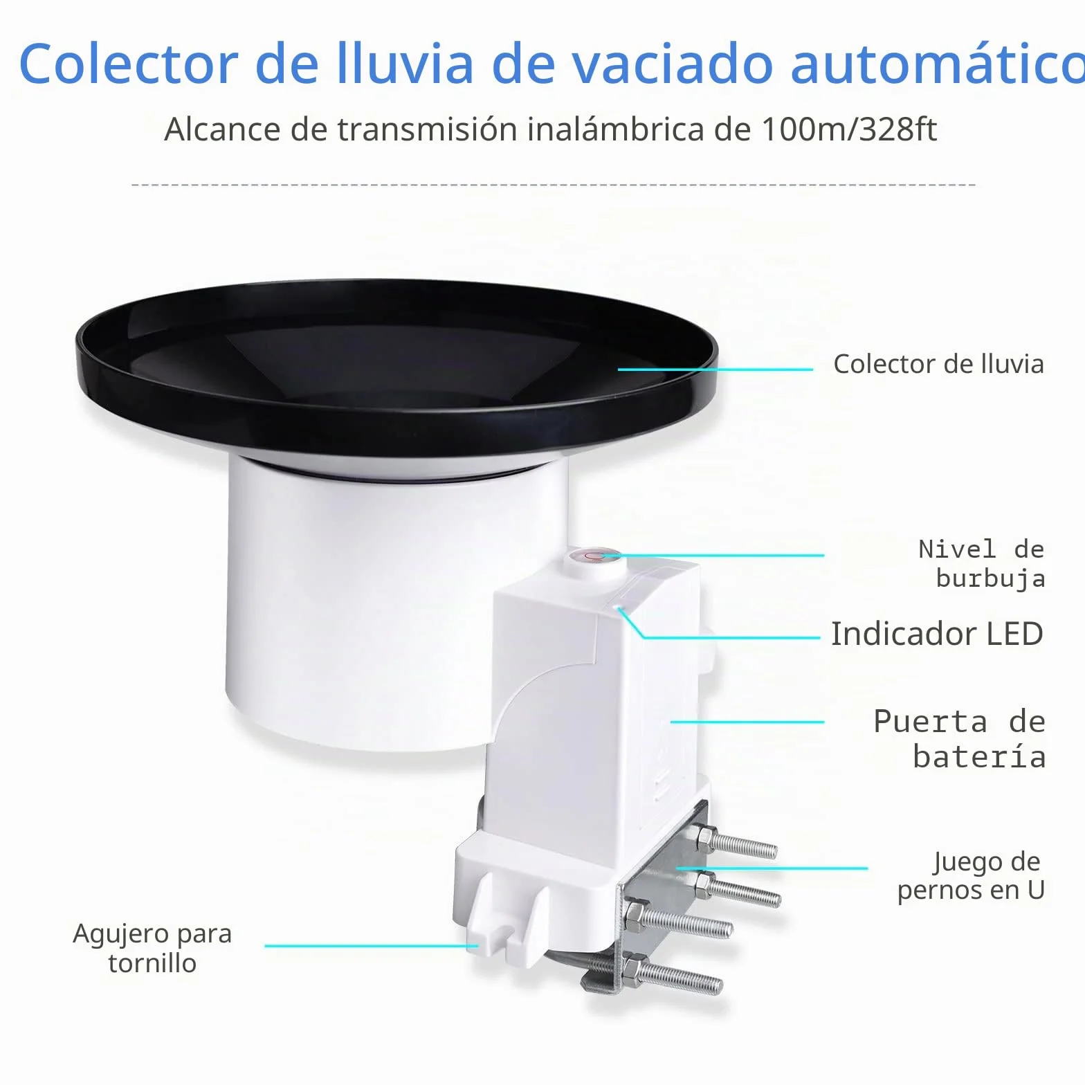 ECOWITT WH40 Colector de lluvia inalámbrico autovaciado Sensor de lluvia Accesorio solo, no se puede utilizar solo