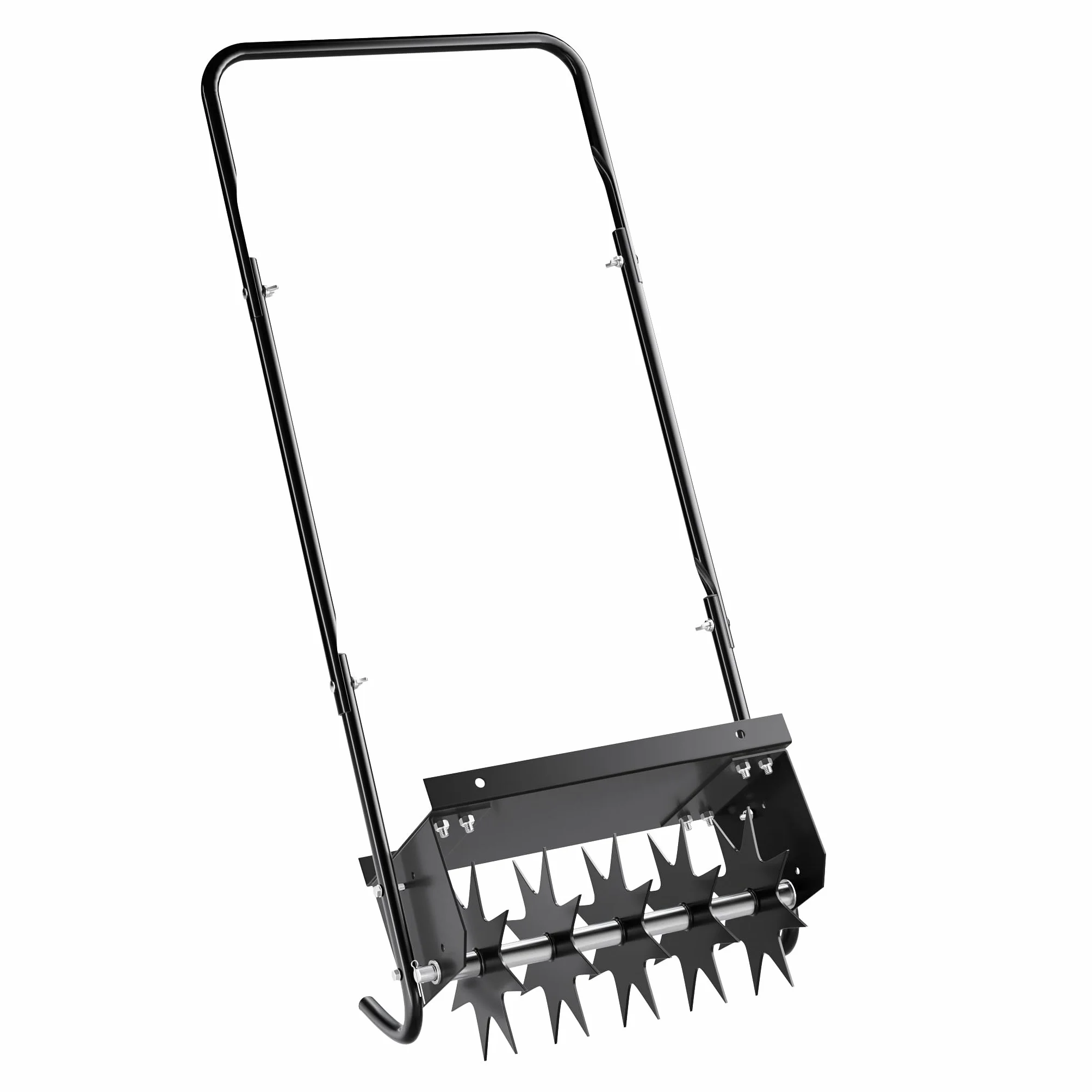 Wiltec Aireador de césped 40 cm ancho de trabajo 6,4 cm profundidad escarificador manual 5 discos púas acero