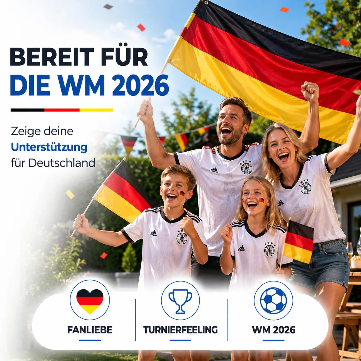 Banderas de Alemania (150 x 90 cm) en negro, rojo y oro, con ojales para colgar, ideal para la Copa del Mundo 2026, incluye 1 planificador de partidos A3.