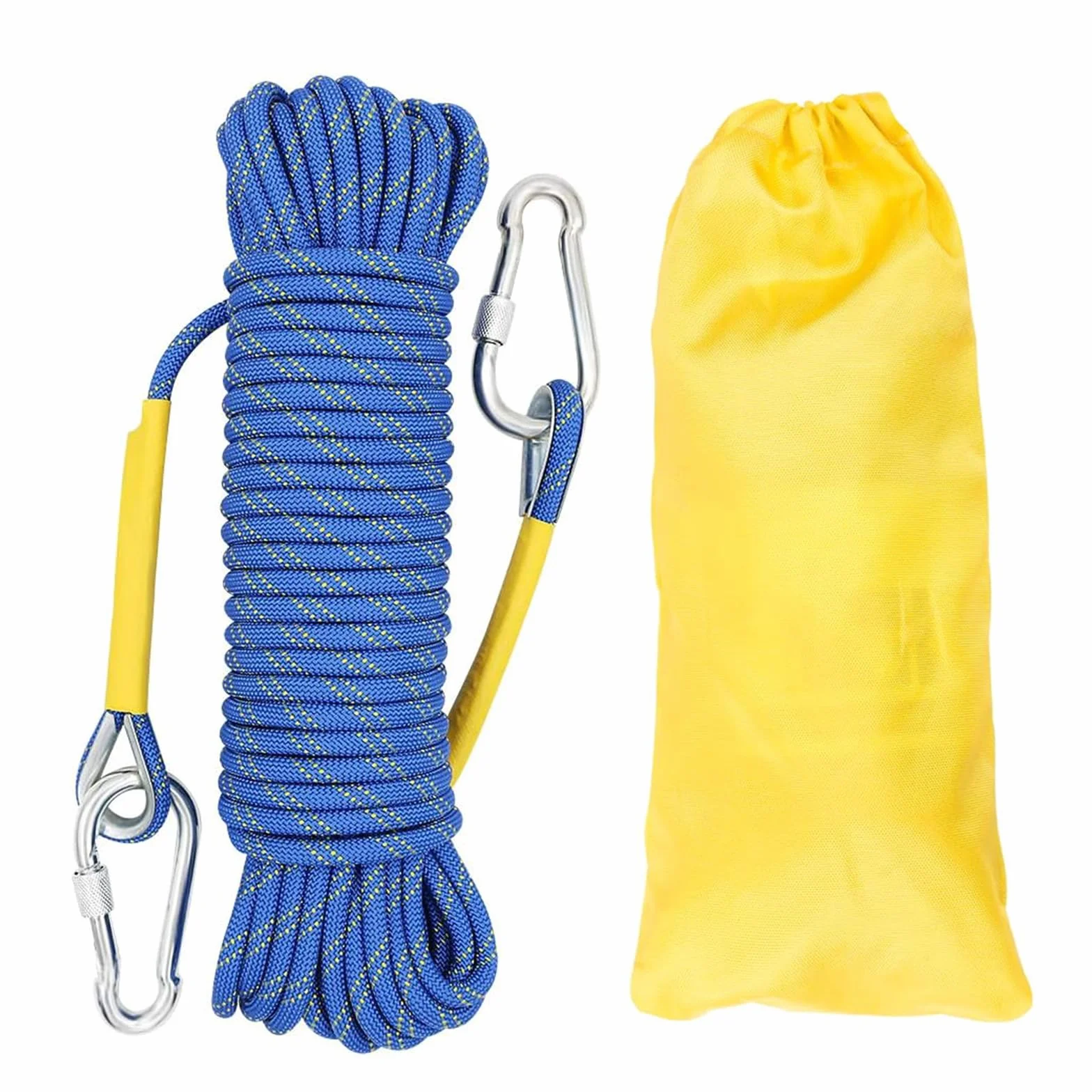 Cuerda de Escalada 10m 8mm Estática con 2 Mosquetones para Seguridad, Alpinismo y Camping