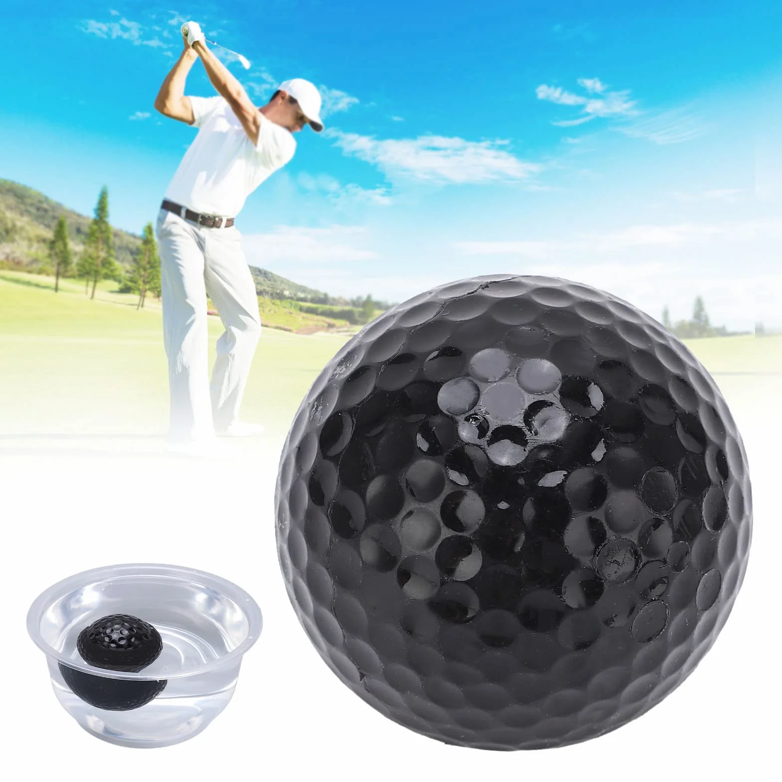 BuyWeek Pelotas de Golf flotantes 2 Capas Flotador Rango de Agua Pelota de Práctica Entrenamiento Negro