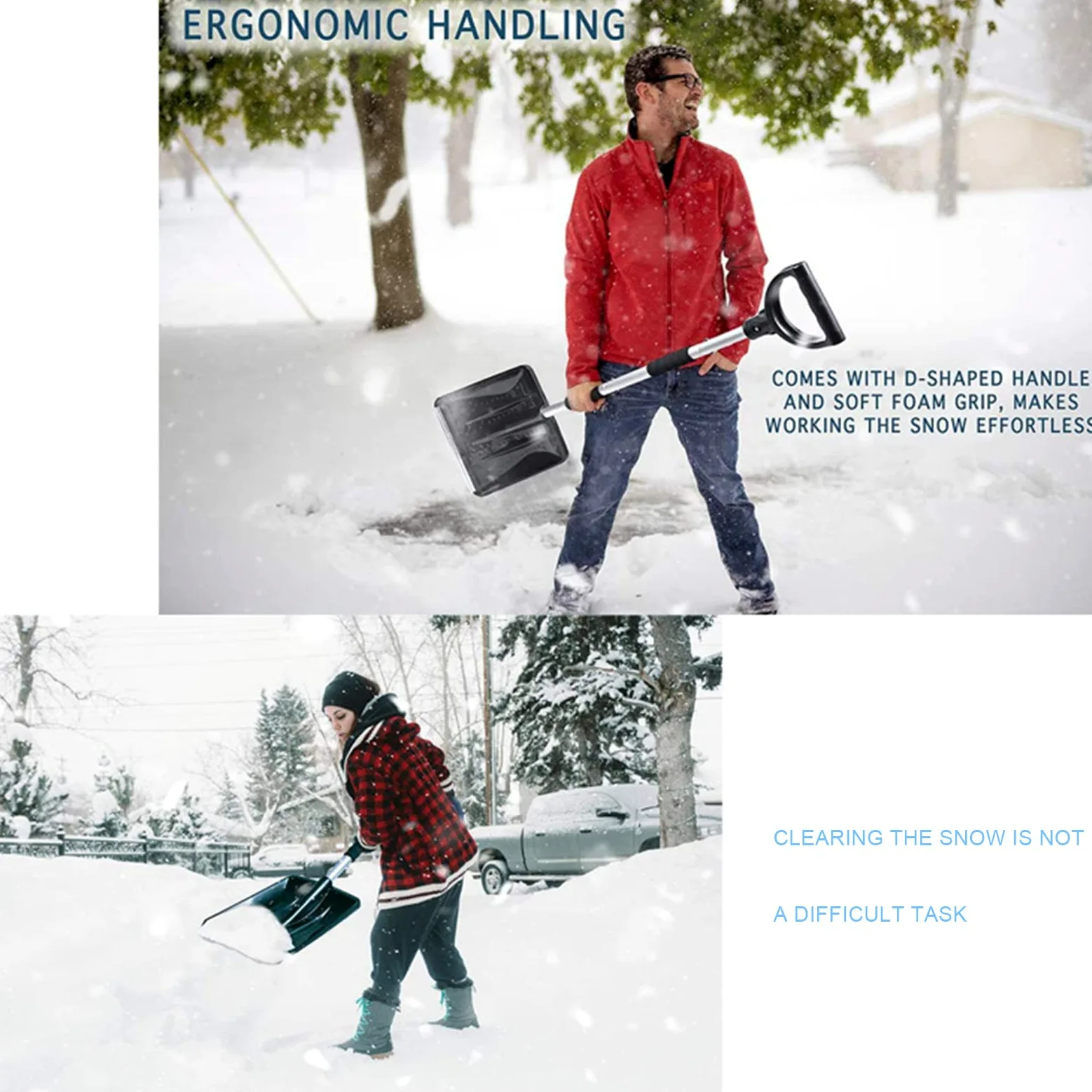 Juego de Pala de Nieve de Acero Inoxidable 3 en 1,Plegable Ajustable para Acampar al Aire Libre, para el Parque