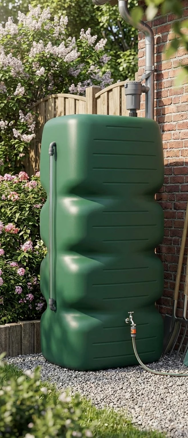DEPÓSITO Polietileno Agua de Lluvia 1000 litros. Largo 77 cm, Ancho 105 cm, Alto 174 cm. para recuperación de Agua de Lluvia en el jardín o en la Bodega.