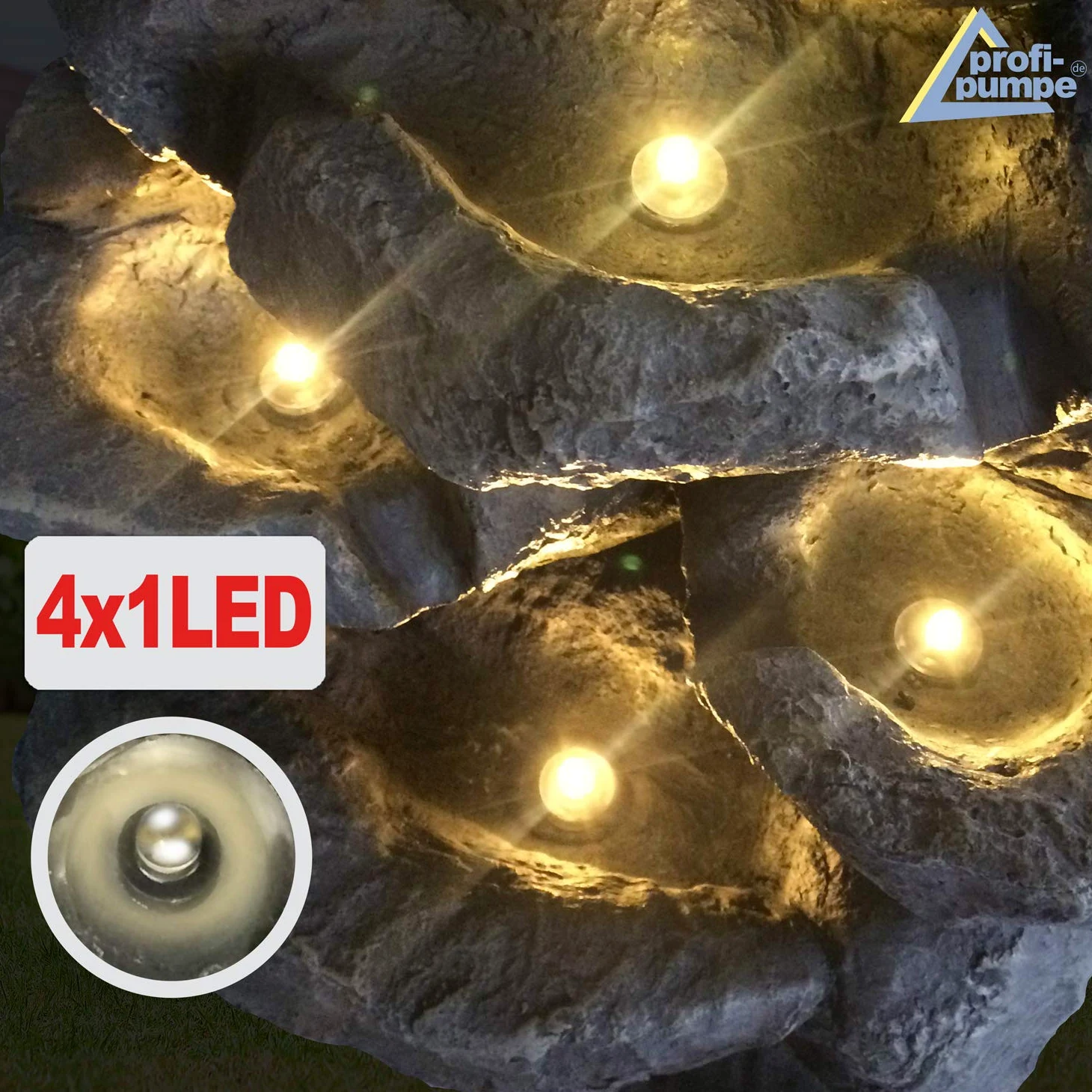 Fuente DE JARDÍN - Fuente DE Agua Cuencos MAGICOS con luz LED 230V Cascada, Fuente Ornamental para jardín, Estanque de jardín, terraza, balcón
