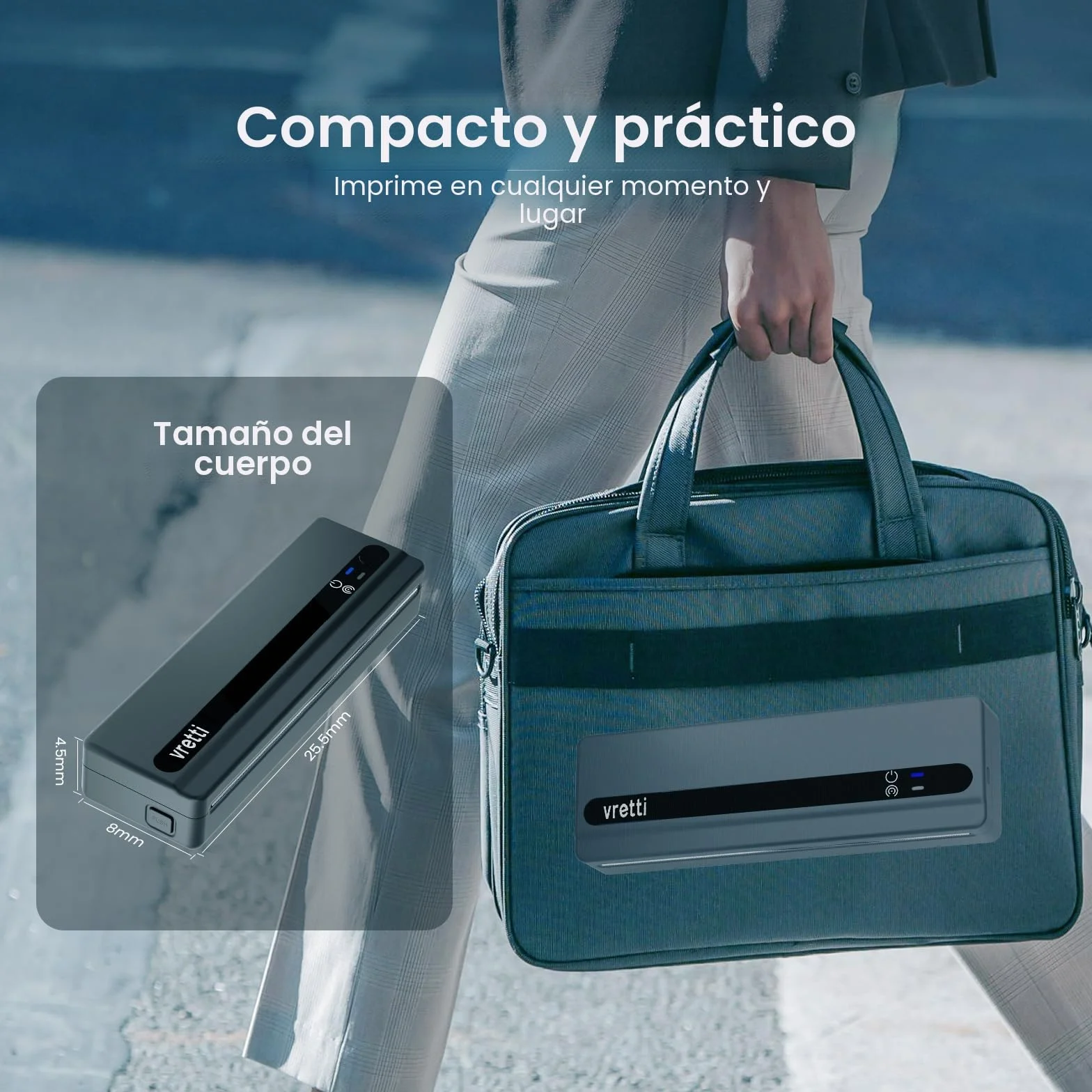 vretti PB821 Impresora térmica portátil A4 Bluetooth Android iOS