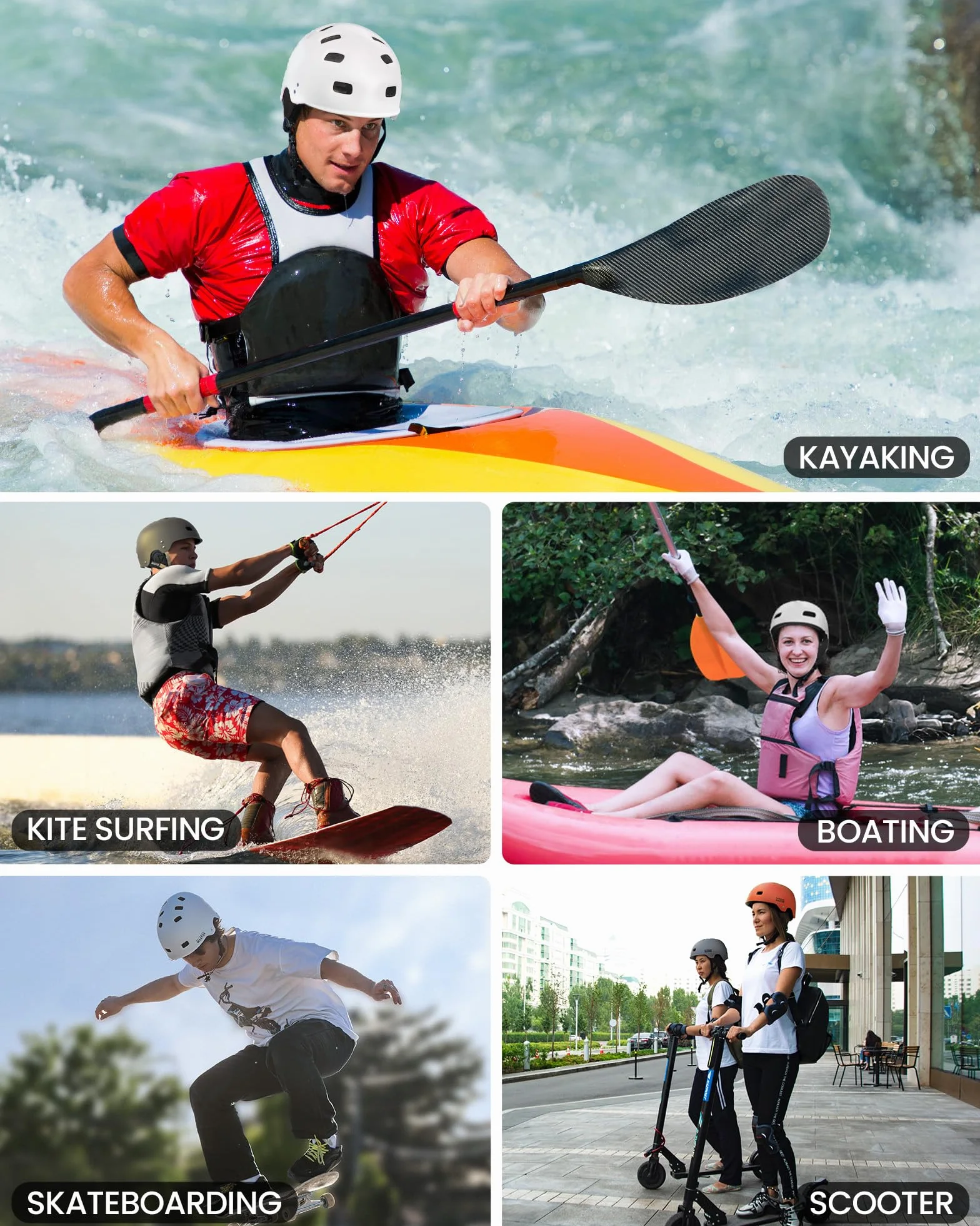 OutdoorMaster Casco de kayak wakeboard agua blanca con almohadillas para los oídos 12 rejillas de ventilación ajuste