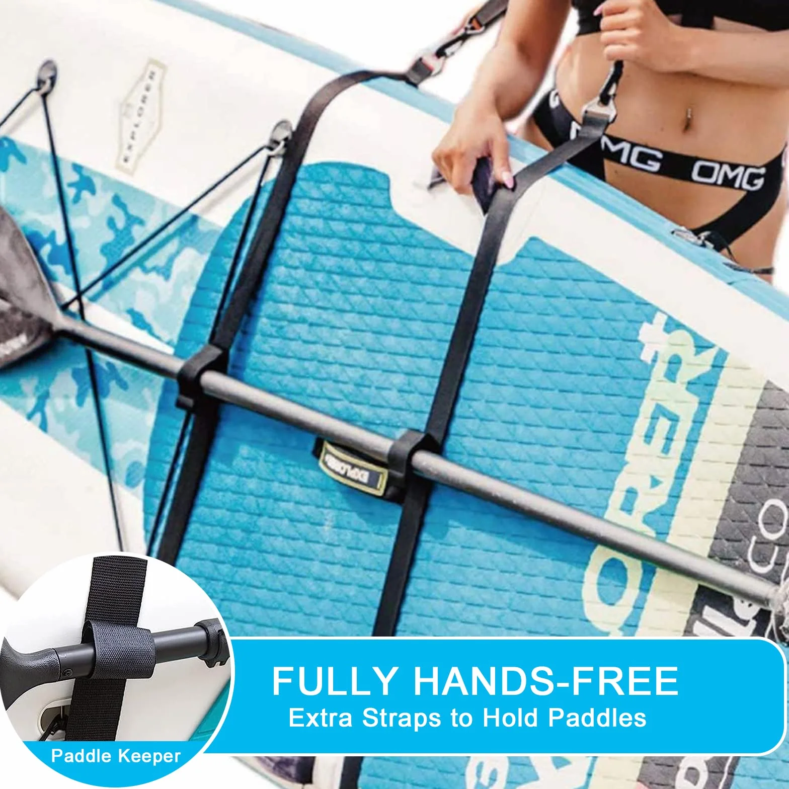 Correa de Tabla de Surf, Correa Transporte Paddle Surf, Longitud Ajustable, Multiusos