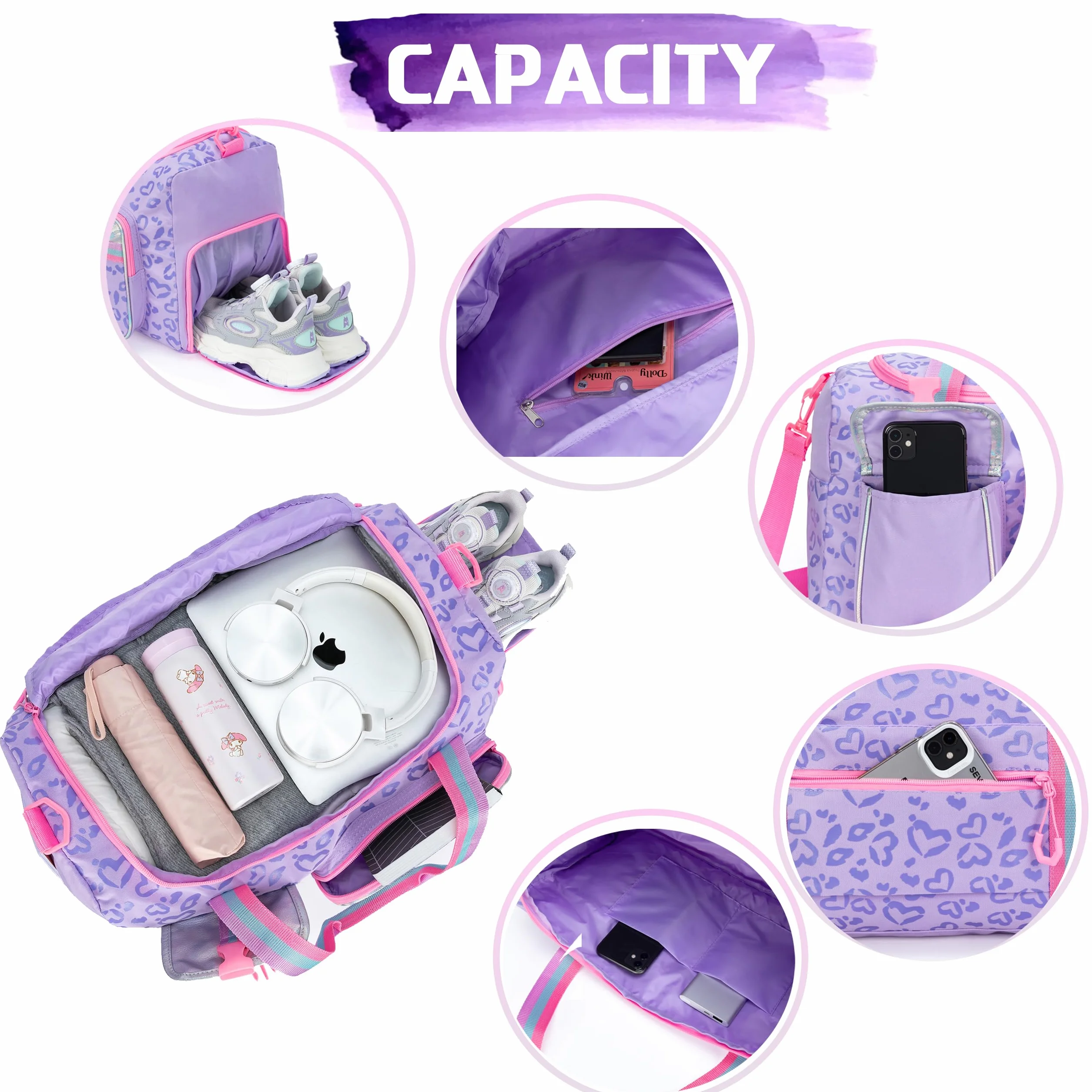 HTgroce Bolsa de Deporte Niña Bolsa de Viaje Bolsas Gimnasio con Compartimento