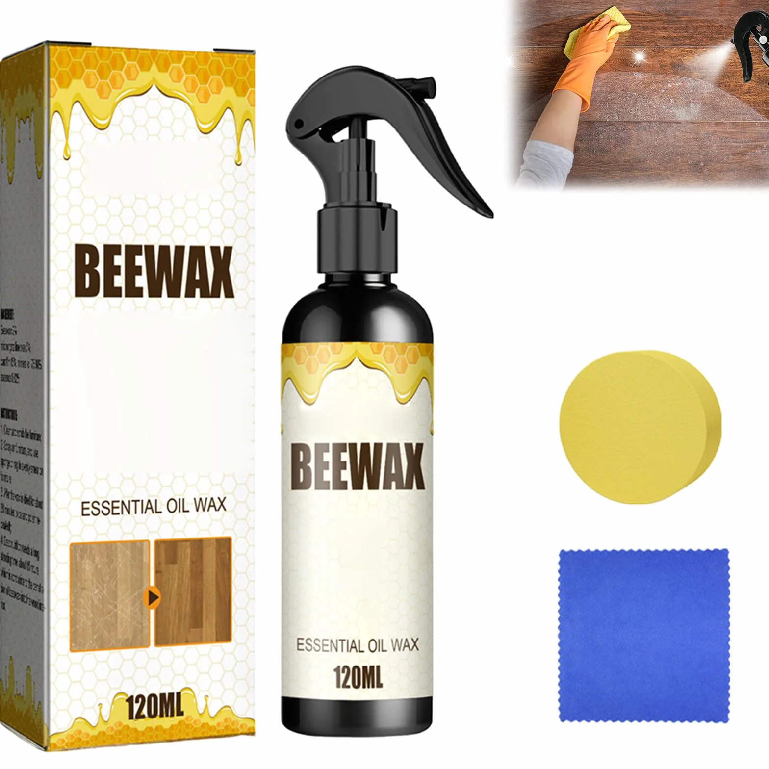 Spray de Cera de Abejas,Cera de Abejas en Spray para Muebles,120ml Beeswax Wood Polishing spraying,para el Cuidado de Muebles y Protecci贸n de Madera