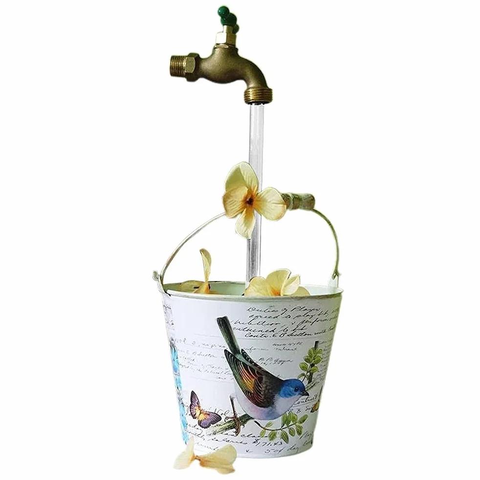 Regadera invisible de 30 cm, fuente de agua, decoración artística, grifo flotante, grifo mágico colgante, adornos de escritorio para el hogar, jardín, patio, decoración Gonetre (negro