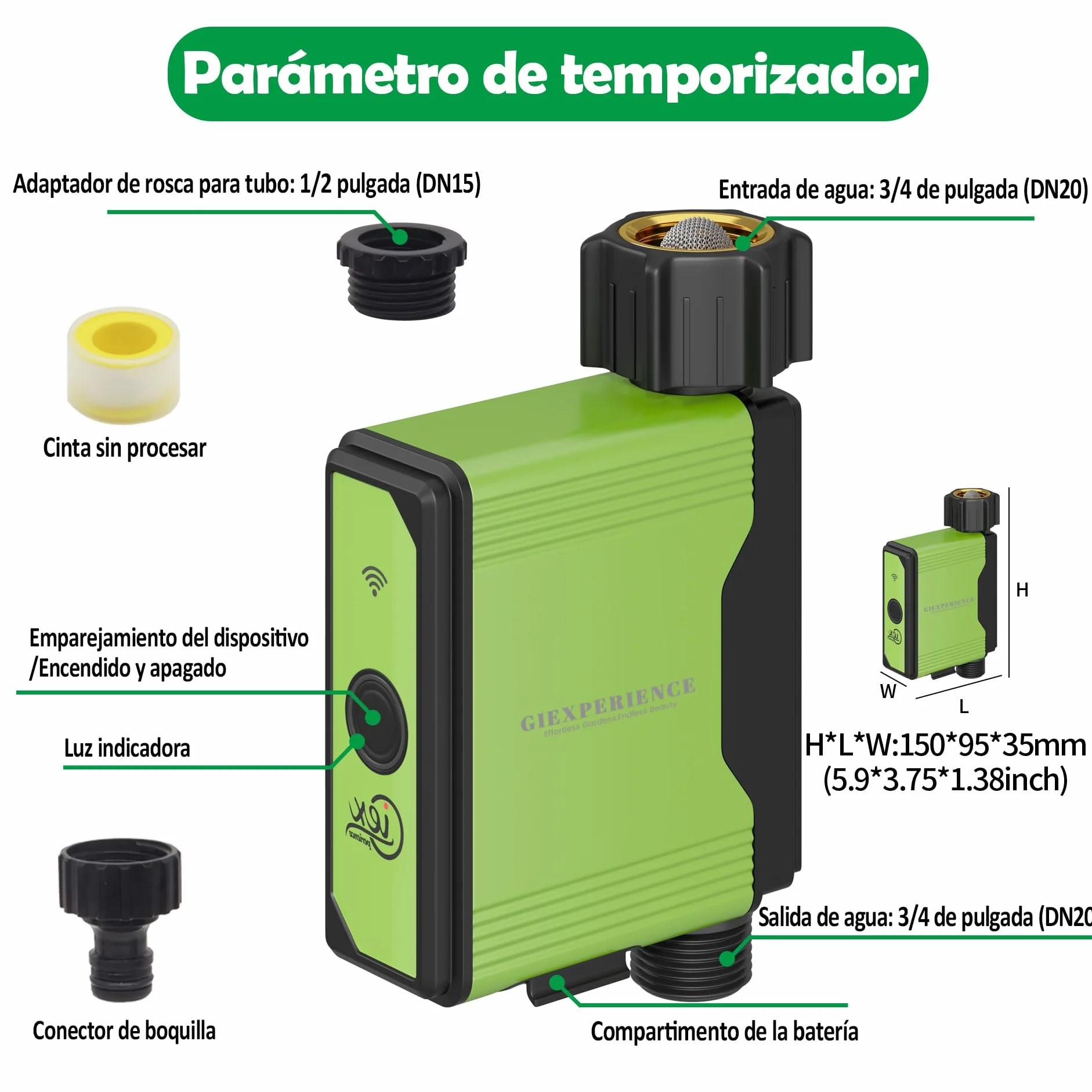 Temporizador de riego Inteligente Zigbee para jardín, Pack de 2 Unidades con medidor de Flujo de turbina Integrado,Compatible con Tuya Smart Life Home Assistant ZHA y Z2M