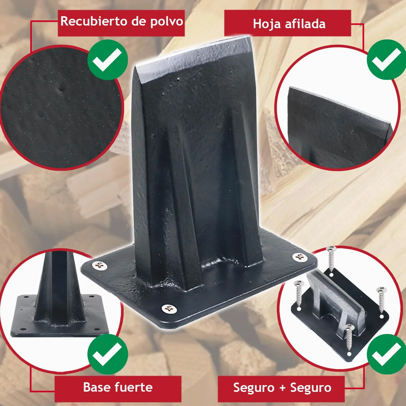 SPARES2GO Cuña para troncos 3 kg grande para partir leña