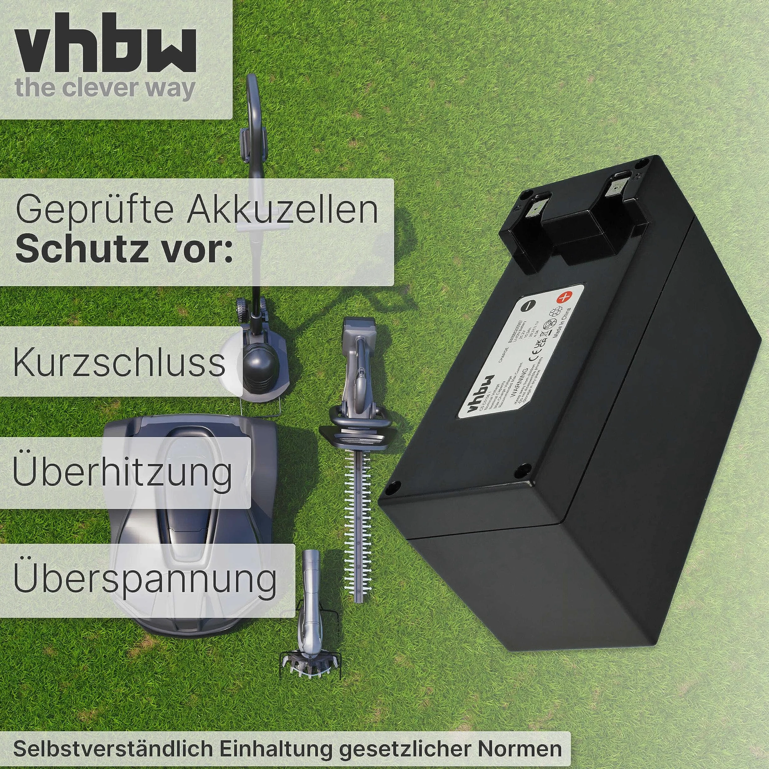vhbw 1x Batería reemplaza Zucchetti CS-C0106-1 para cortacésped 10200mAh 25,2V Li-Ion