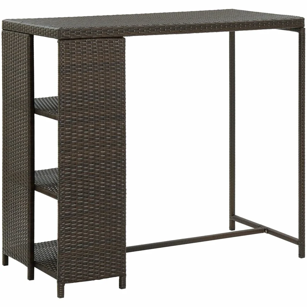 vidaXL Juego de Bar de jardín de 3 Piezas con Cojines ratán PE marrón, Mesa Alta y taburetes de Exterior, Juego de Bar, Juego de Muebles