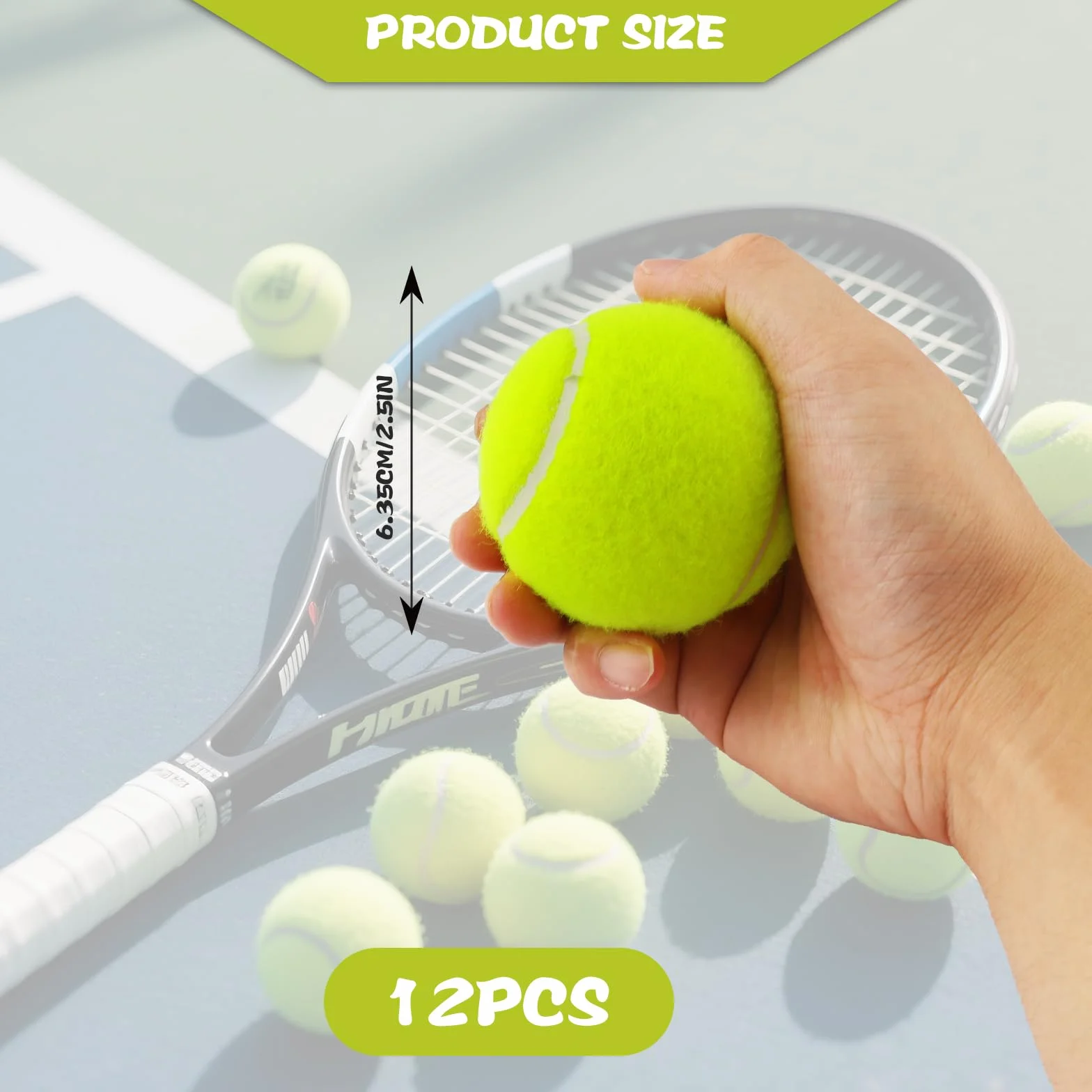 Pelotas de Tenis para Perros 12 Piezas, Bolas Padel Amarillas Accesorio Entrenamiento