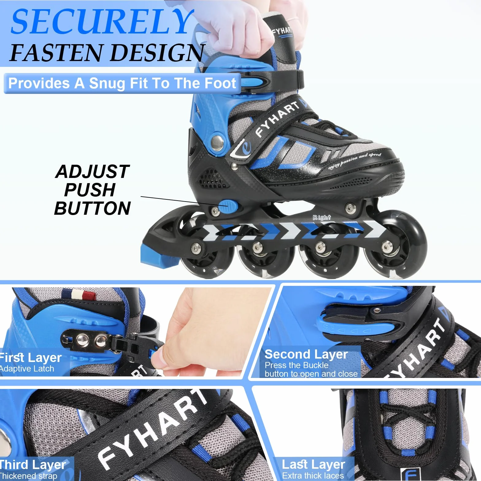 Patines en Línea Ajustables 4 Ruedas para Niños, Jóvenes y Adultos, 4 Tamaños, Uso Interior y Exterior