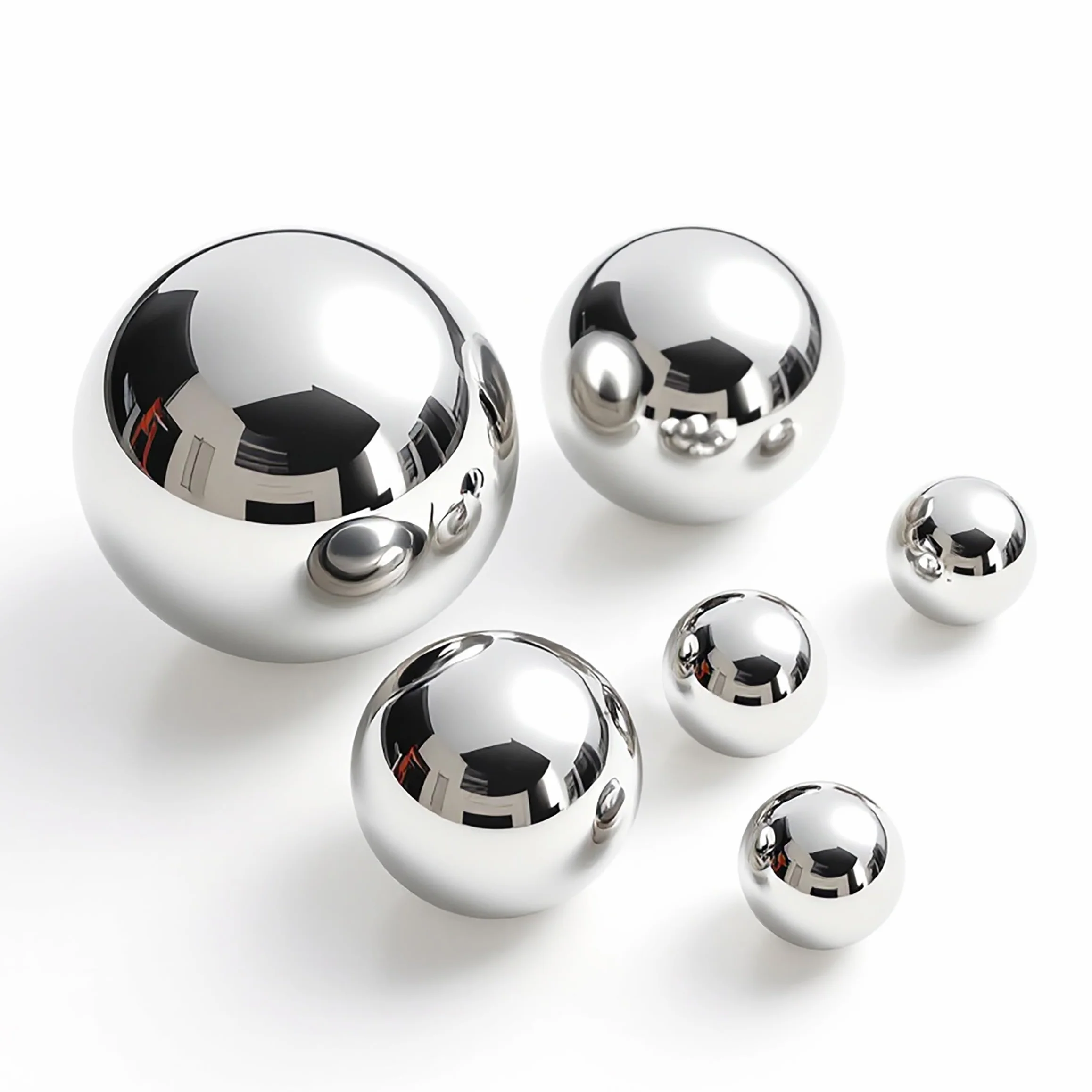Bola decorativa de acero inoxidable plateado brillante para fuentes ornamentales de 6/4/2 cm – Juego de 6 – Bola hueca de metal para fuentes decorativas – Bola de metal para jardín – Bola de metal