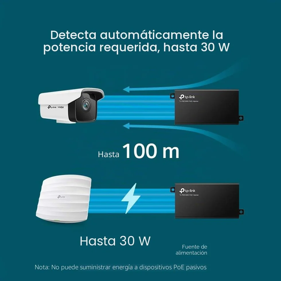 TP-Link TL-POE160S Inyector PoE+ 30W IEEE 802.3at/AF 2 Puertos Gigabit