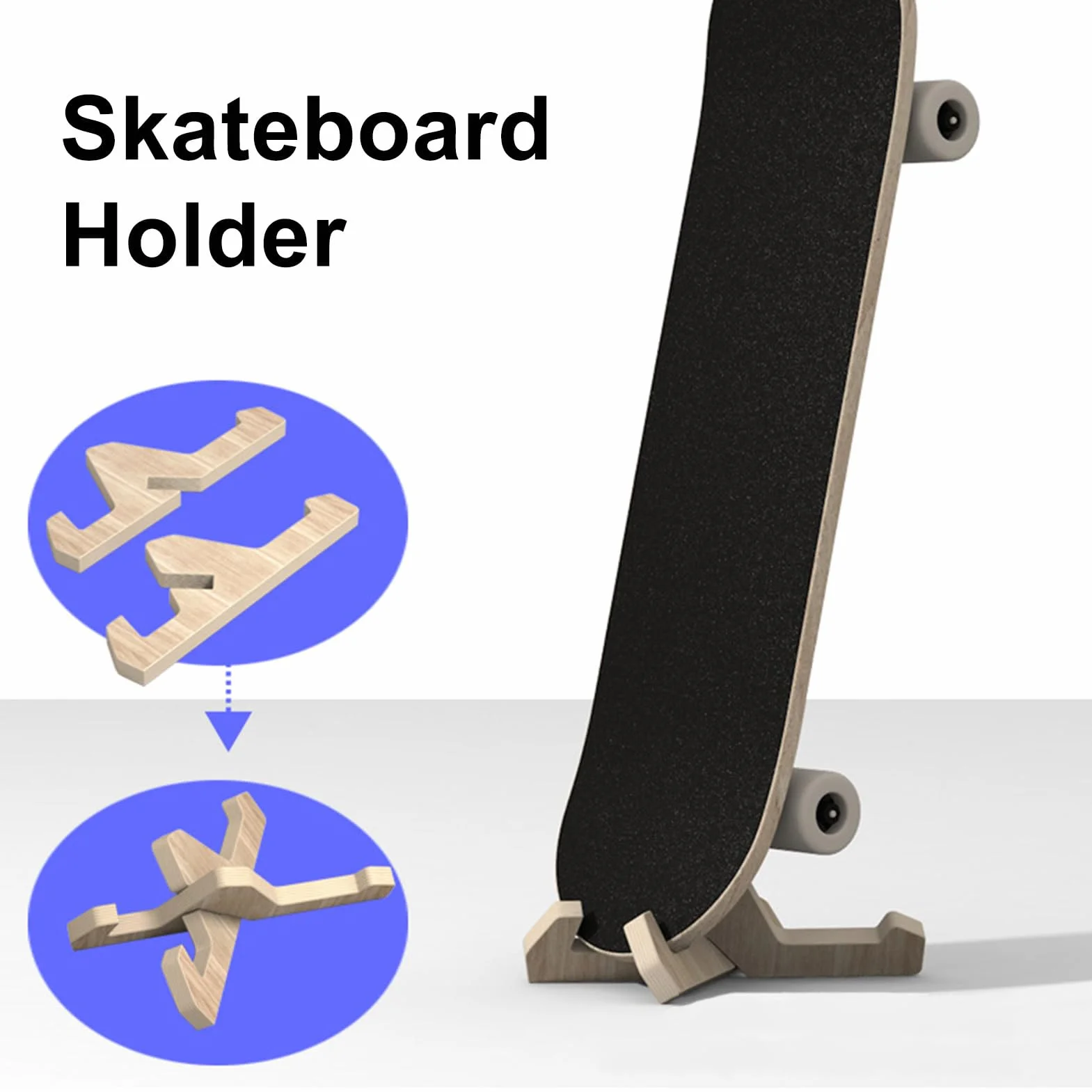 Soporte Para Skateboard Base De Madera 26.5cm Estante Duradero Exponer Tablas Almacenamiento