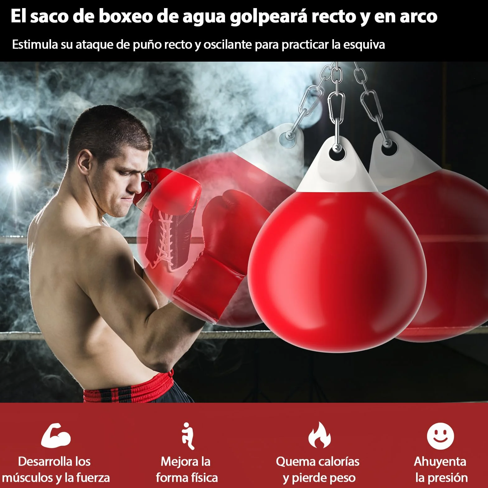 COSTWAY Bolsa de Boxeo con Agua 55 cm 85 kg Cadena de Metal Ajustable