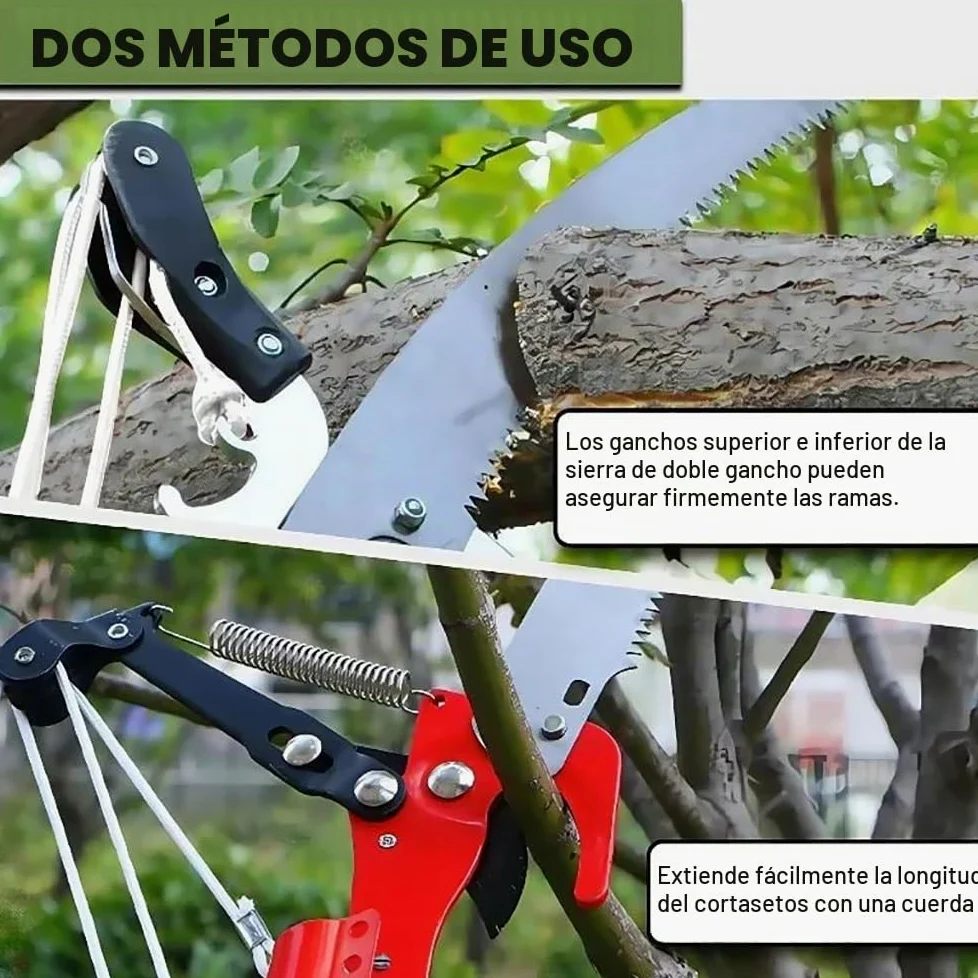 NEWFUN Pertiga Telescopica Podar,Sierra Podar,Pertiga Podar,82-528cm Tijeras de Podar Telescópicas 2 In 1，Herramientas Jardineria，Regulable en altura，Para esquilar en el jardín, recoger fruta