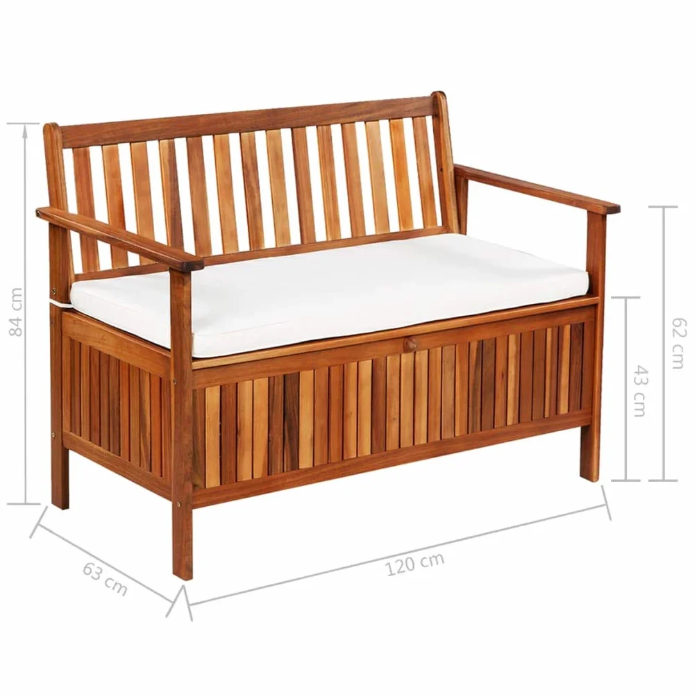 Festnight Banco Arcón Exterior Garden Bench Banco de Almacenaje Madera Maciza Acacia 120x63x84 cm