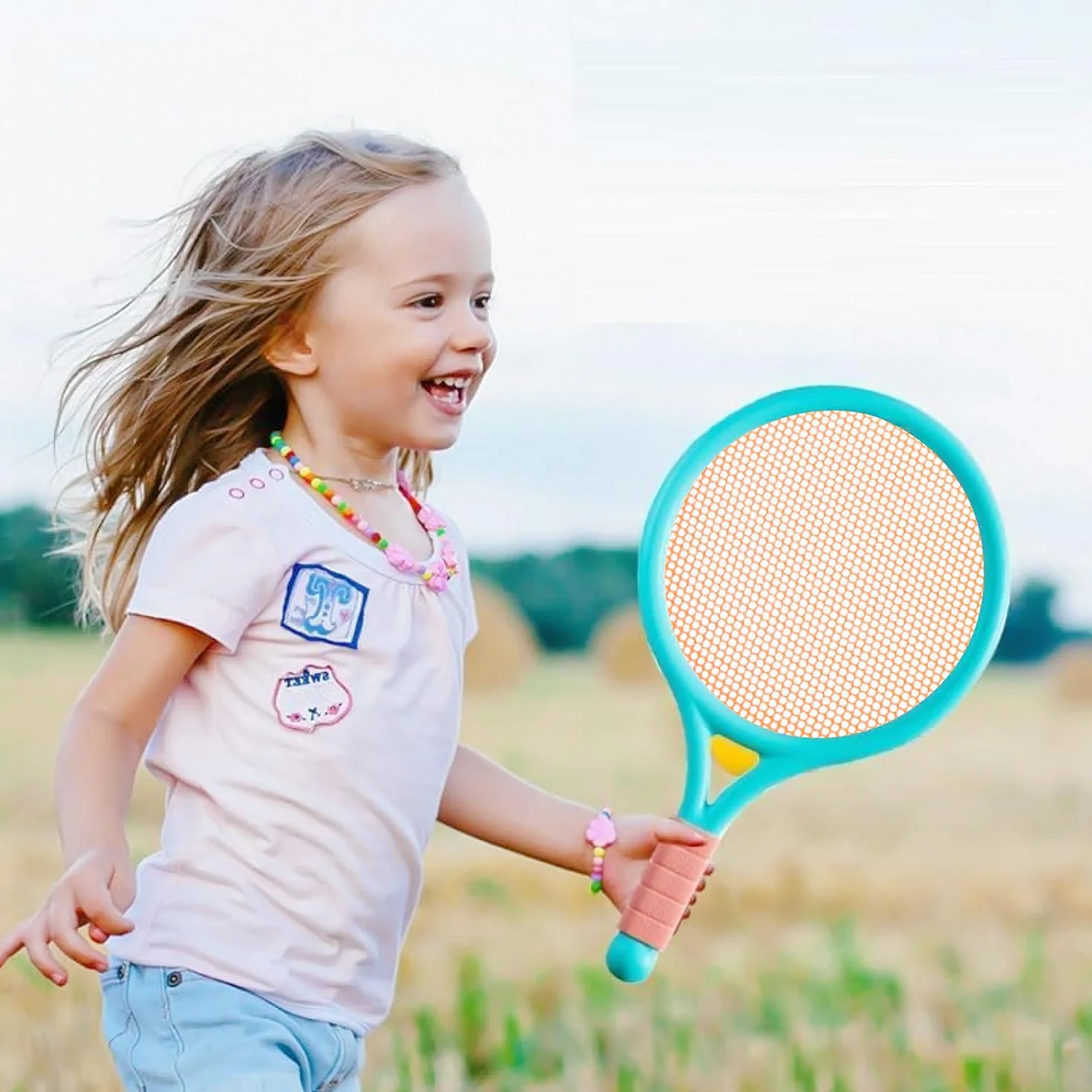 Raqueta de Tenis para Niños Interior y Exterior Azul Rosa