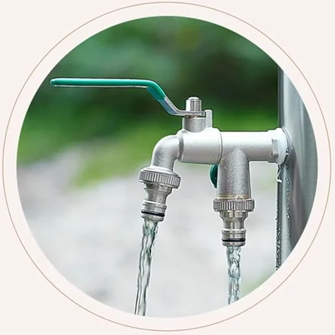 Grifo de agua de acero inoxidable para exteriores con soporte de manguera, grifo de jardín independiente para uso en patio y patio