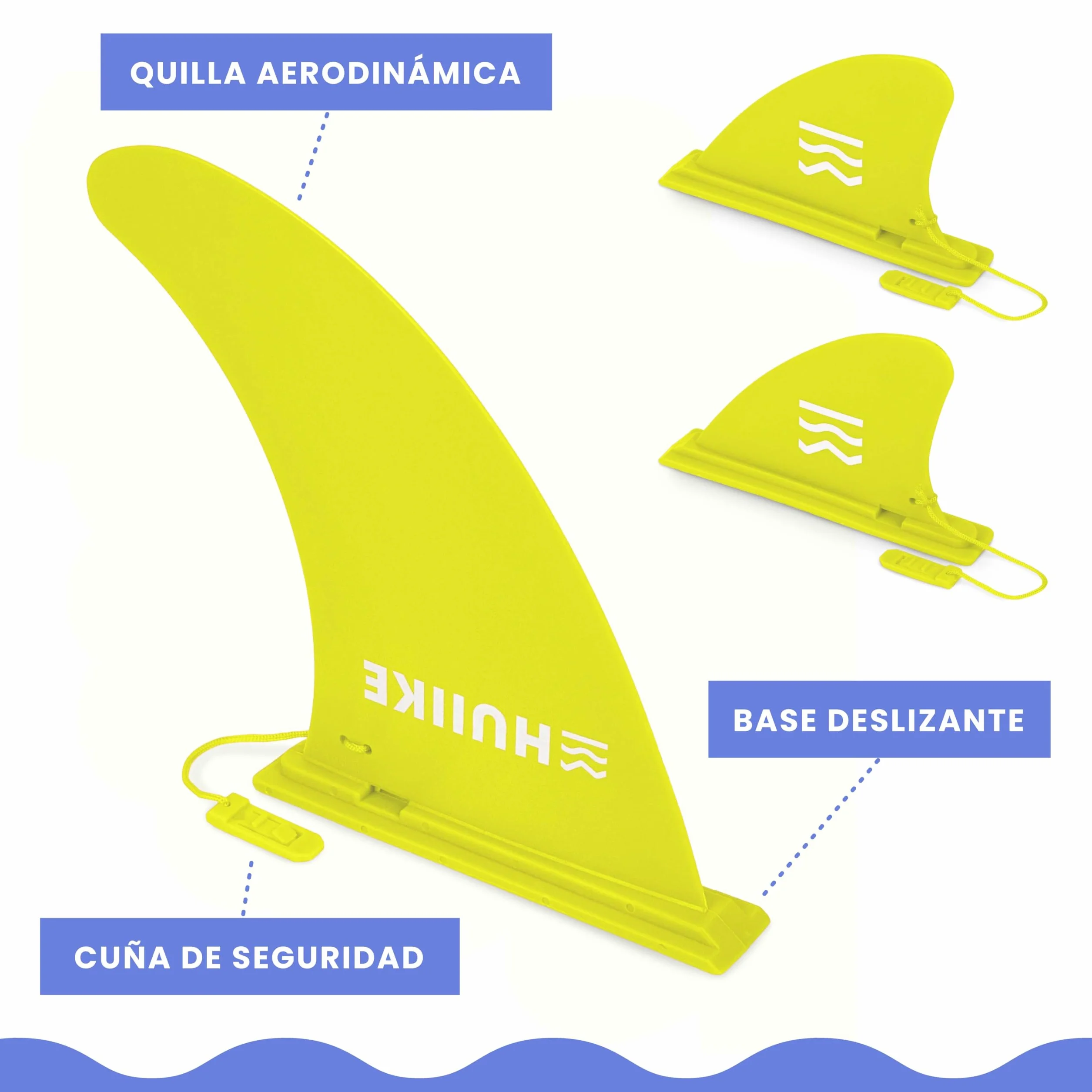 HUIIKE Quilla Paddle Surf Pack de 3 Desmontables Aleta con Cierre de Seguridad Tabla Padel Sup Board Inflable