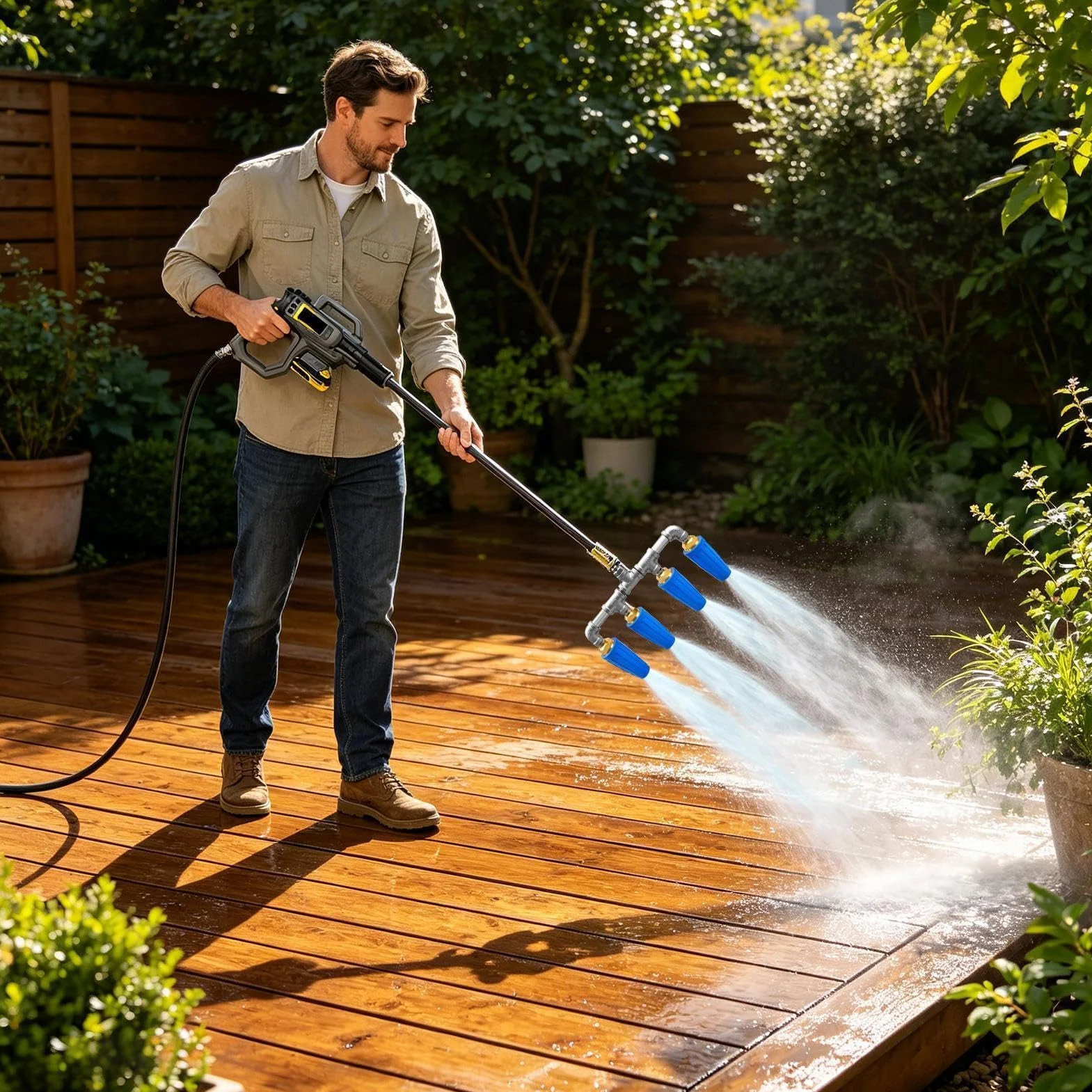 Boquilla de alta presión para manguera Acero Inoxidable Arandela Agua | Tobera con alta presión para manguera de jardín Limpieza Casera, Riego, Patio, Balcón y