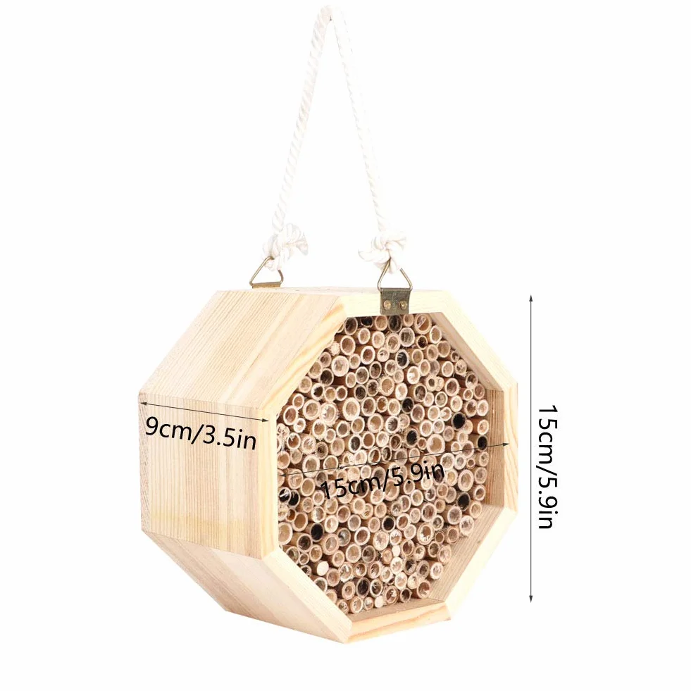 Yctze Bee House, 16 * 16 * 9 Insecto de Madera Bee House Wood Bug Room Hotel Nesting Box para Decoración de Jardín Al Aire Libre