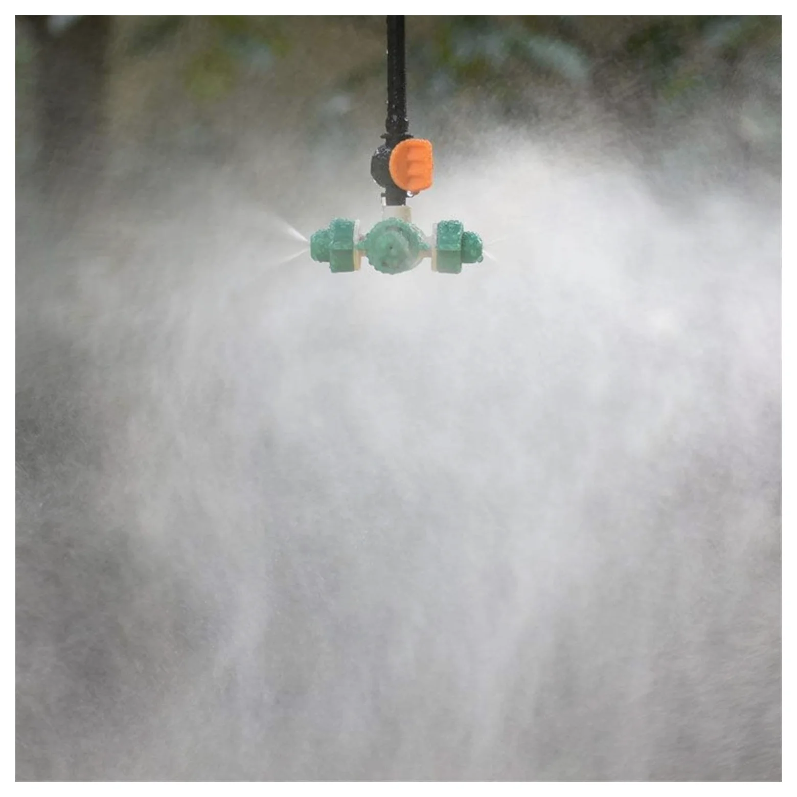 Boquillas atomizadoras Cruzadas Riego por Goteo para Invernadero Pulverizador de Agua Válvula de Niebla antigoteo Boquillas de 4 vías 2 Juegos (Color: Verde)