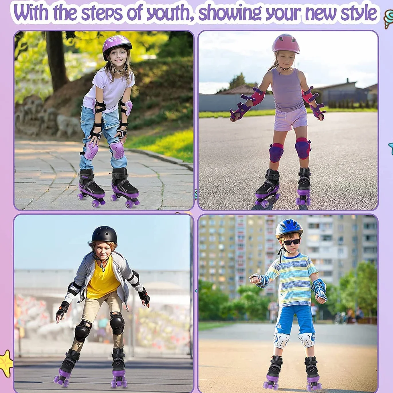 Patines Infantiles con Iluminación en Todas Las Ruedas, Aptos para Interior y Exterior, Mediana
