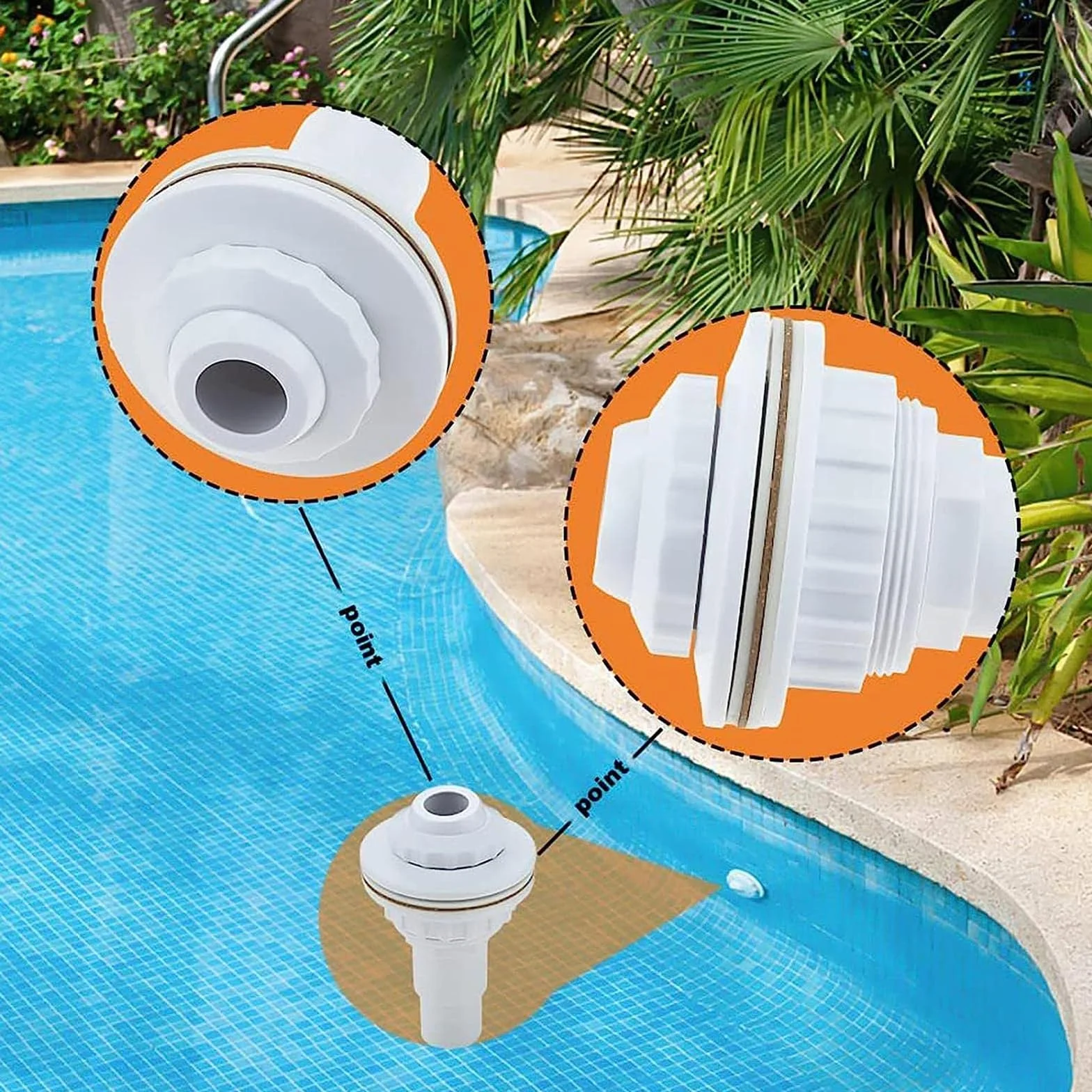 Boquilla de Entrada y Retorno para Piscinas Desmontables de Pared de Acero