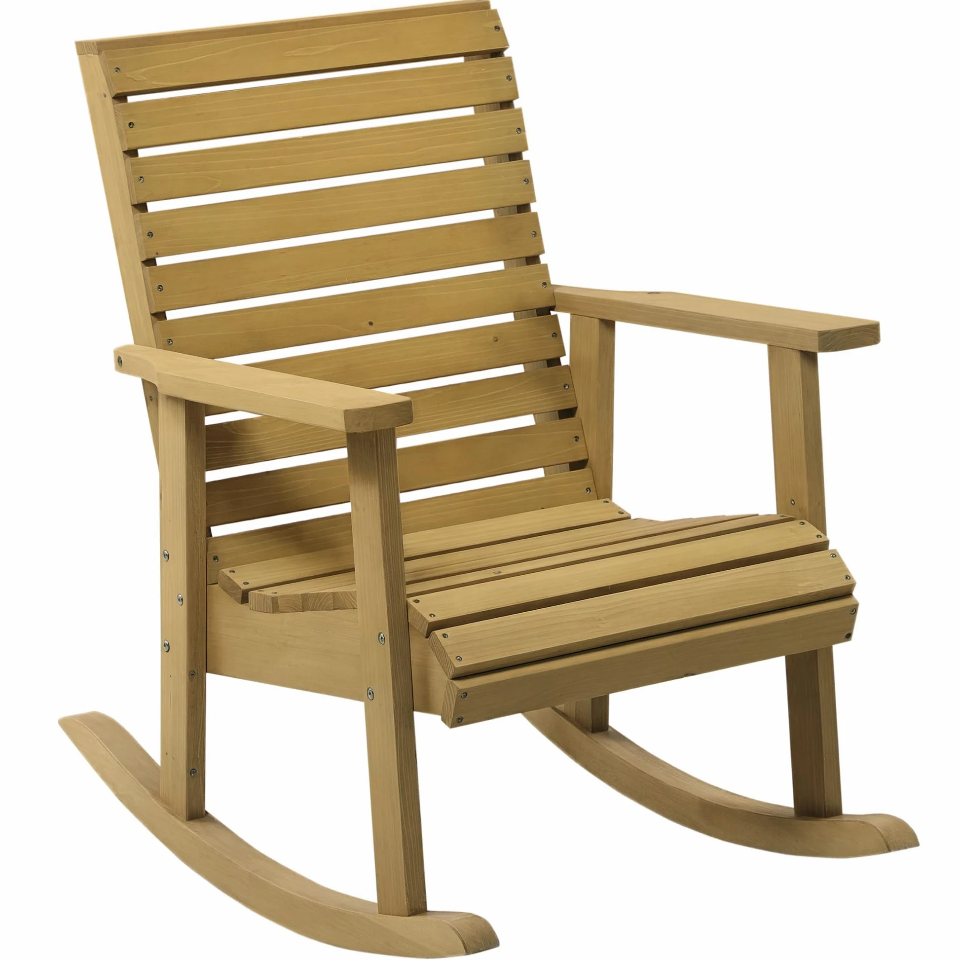 Outsunny Silla Mecedora de Madera de Abeto Mecedora Balancín con Reposabrazos y Diseño de Lamas Carga 130 kg para Jardín Terraza Patio Porche 86x64x85 cm Natural