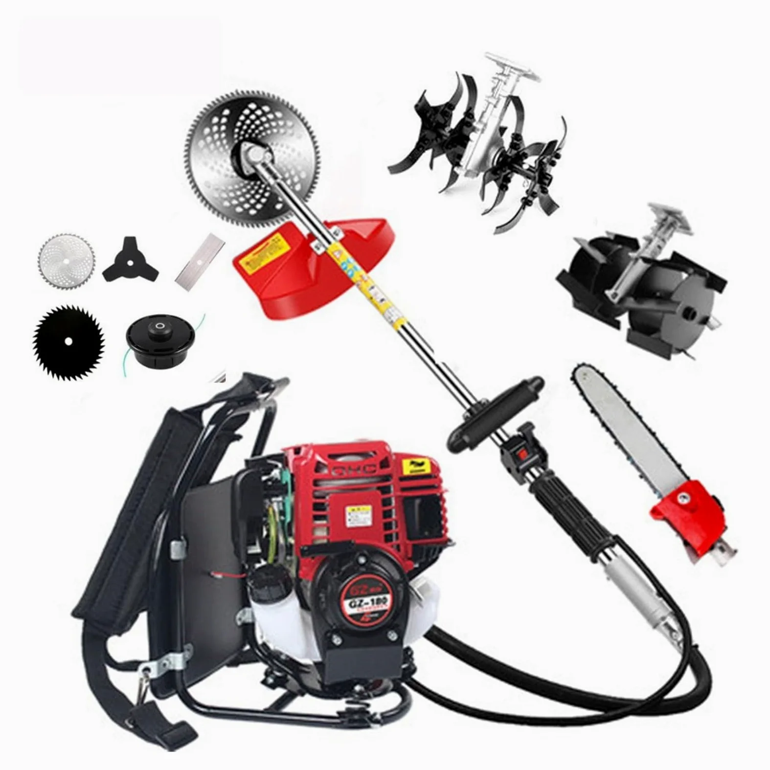 Desbrozadora de mochila 9 en 1, cortadora de césped con GX35, 4 tiempos, 35cc, motor de gasolina, cortadora de árboles, Mini timón