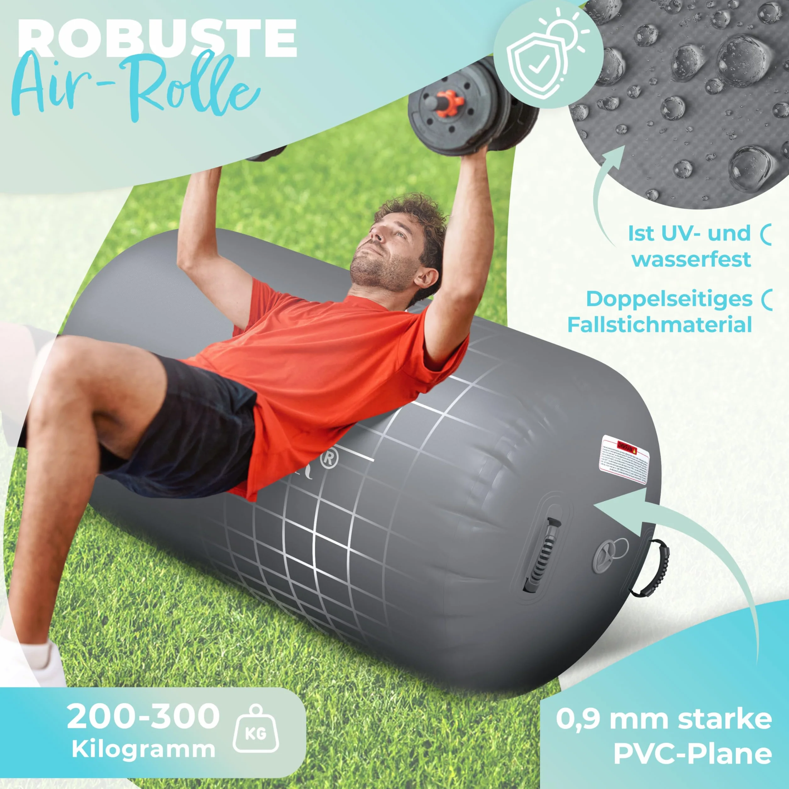 KESSER Air Roll Airtrack Rollo inflable 120x90 cm con bomba eléctrica y bolsa