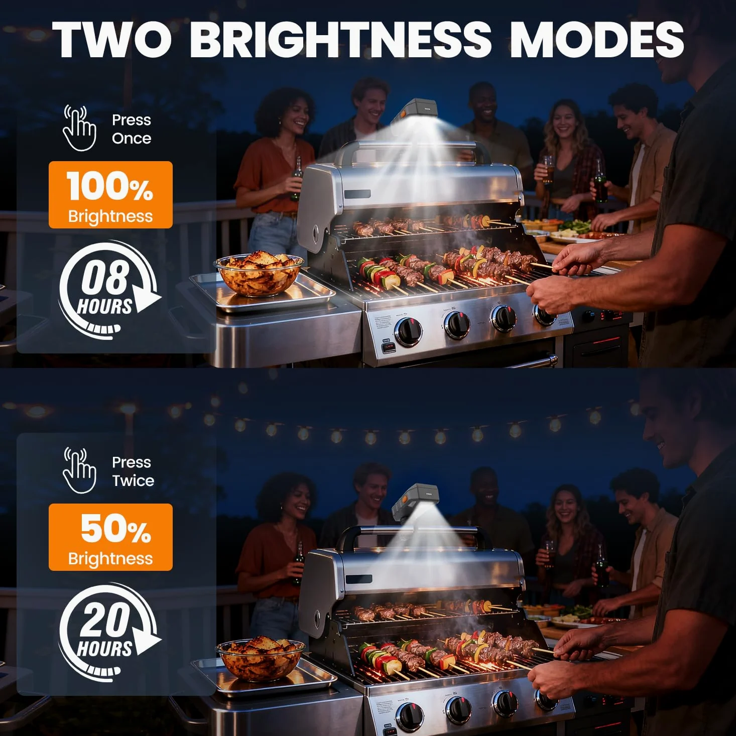 Goldusk Luz de parrilla, para accesorios de parrilla al aire libre, regalo de Navidad, interruptor automático, luz de barbacoa recargable