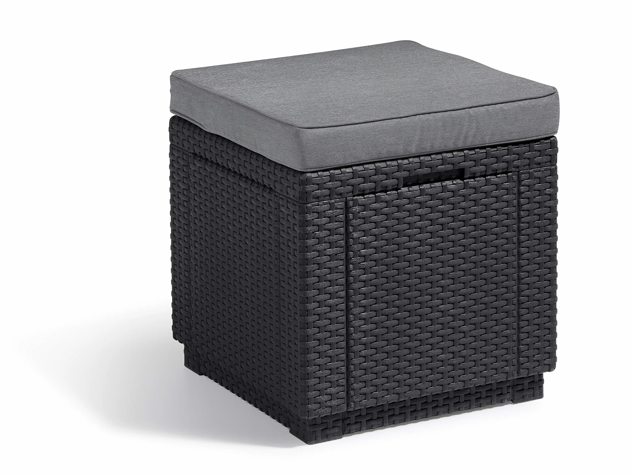 Keter Allibert Cube Taburete, gris grafito/gris, POLY Cotton cushion