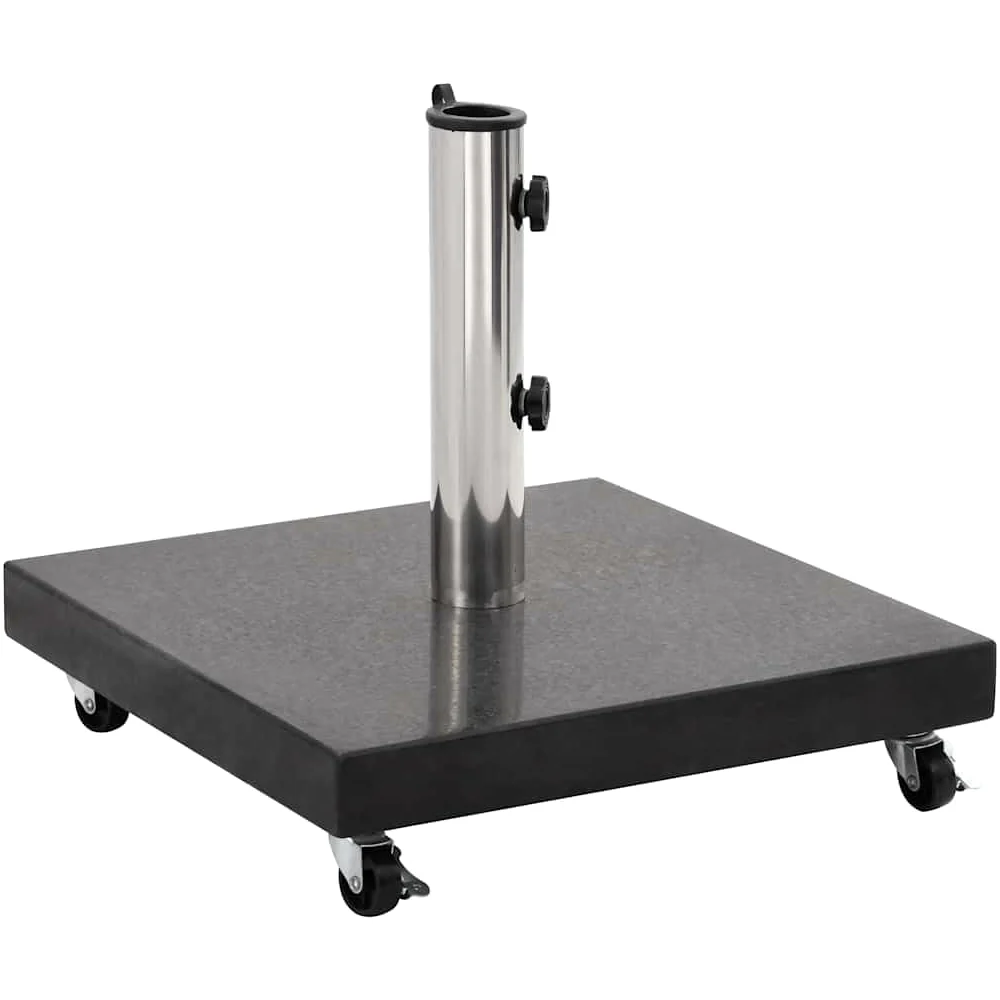vidaXL Base de Sombrilla Cuadrada de Granito Soporte de Sombrilla para Patio Jardín Playa Cerca de Piscina Sostener Pesos de Parasol Negro 30kg