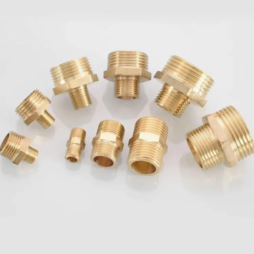 Racores de latón para mangueras, Accesorio de tubería reductor hexagonal de latón, rosca de 1/8, 1/4, 3/8, 1/2, 3/4 y 1 pulgada, adaptador de cobre, conector de acoplamiento igual, junta de plomería(0