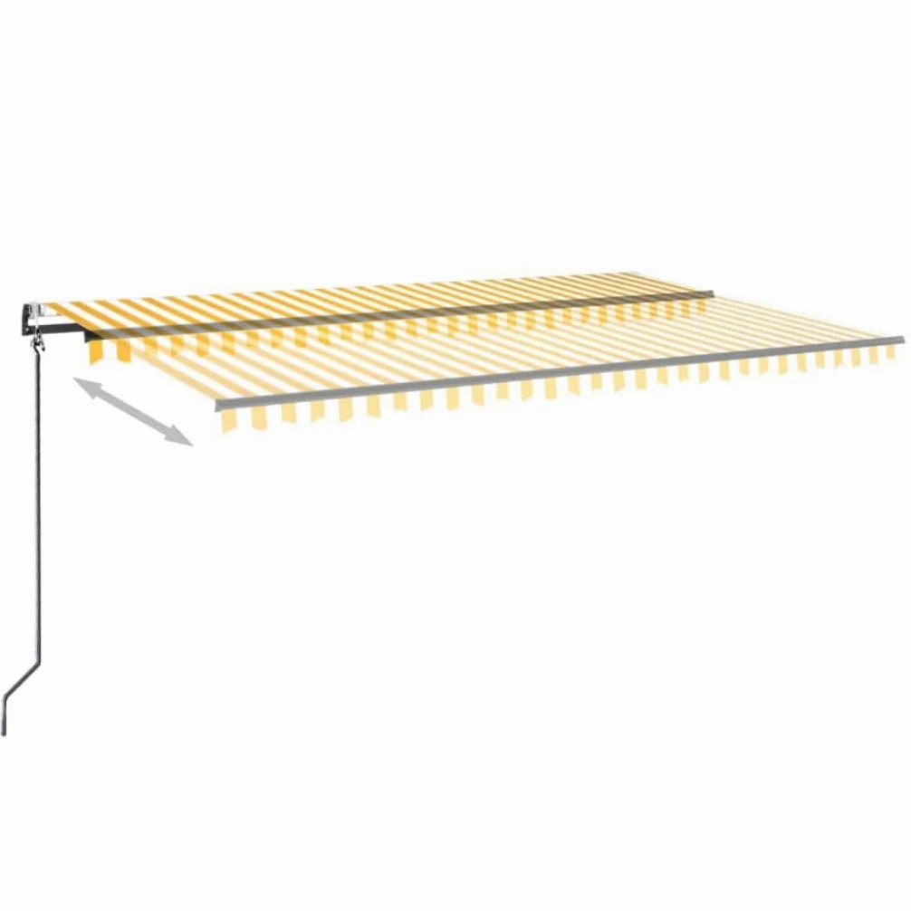 Toldo automático con iluminación LED y sensor de viento, 500 x 350 cm, marco de aluminio recubierto de polvo, protección solar impermeable y resistente a los rayos UV para jardín, balcón