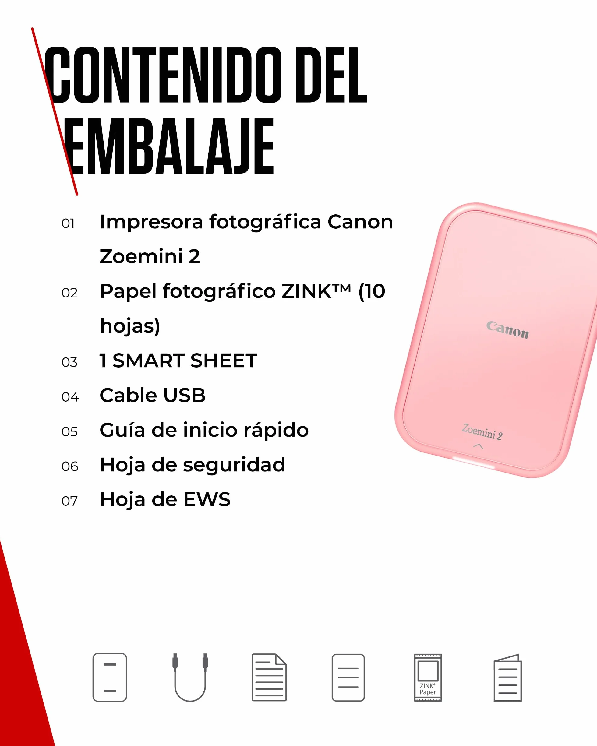 Canon Zoemini 2 Impresora Fotográfica Instantánea Compacta Bluetooth 5.0 USB-C Rosa