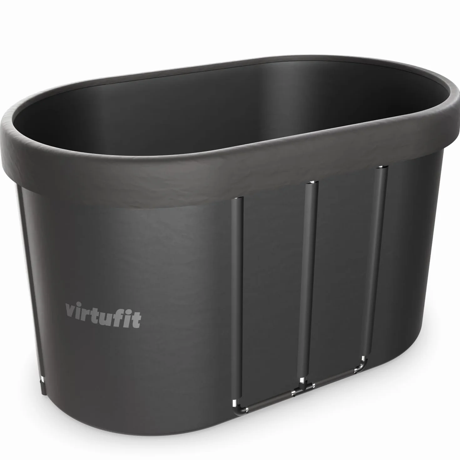 VirtuFit Baño de hielo ovalado de 500 l – Piscina de agua fría Ice Bath para regeneración y recuperación muscular, plegable, aislamiento de 5 capas, incluye accesorios, exterior e interior, antracita