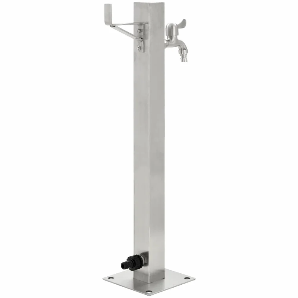 vidaXL Columna Agua para Jardín Acero Inoxidable Cuadrada 65 cm Fuente Patio