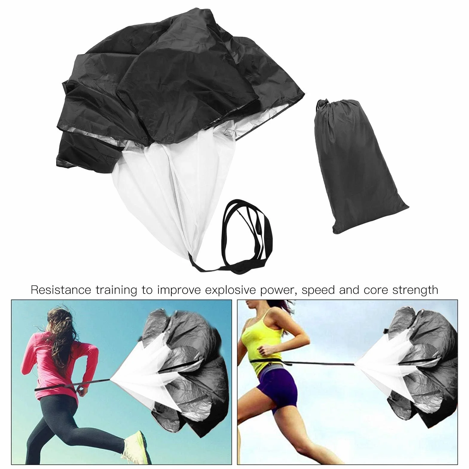 Cyrank Paracaídas de Velocidad Ajustable para Correr, Entrenamiento de Velocidad, Resistencia y Fútbol