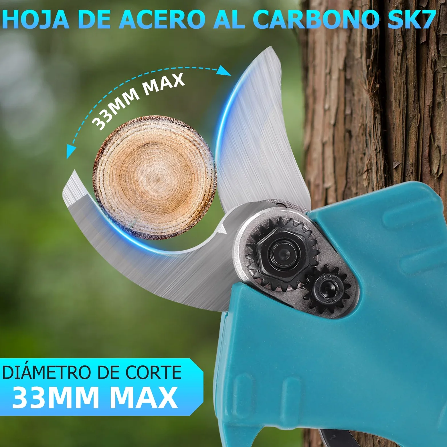 Tijeras de Podar Electricas,33mm 21V Potentes Tijeras de Podar con 2 x 2000mAh Baterías,1000W Larga Duración,Silenciosa,Podadoras Profesionales sin Escobillas para Jardinería,árboles Frutales,Viñedos
