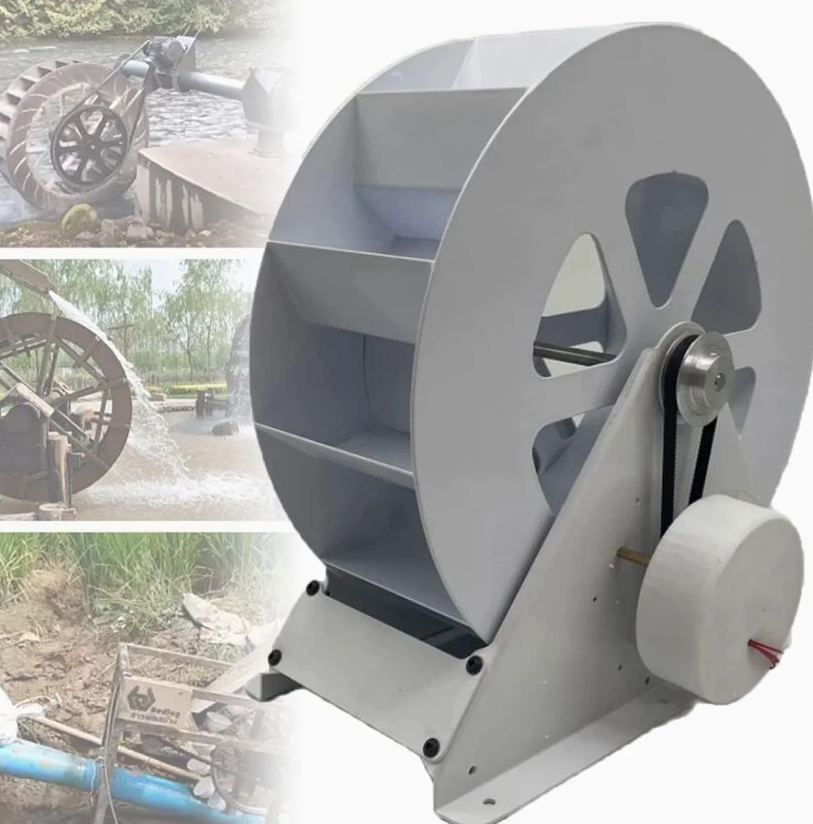 Generador Hidroeléctrico 100W de Baja Velocidad, Turbina de Agua con Transmisión por Correa Silenciosa, Acero Durable para Iluminación, Monitoreo y Carga Fuera de la Red,100W